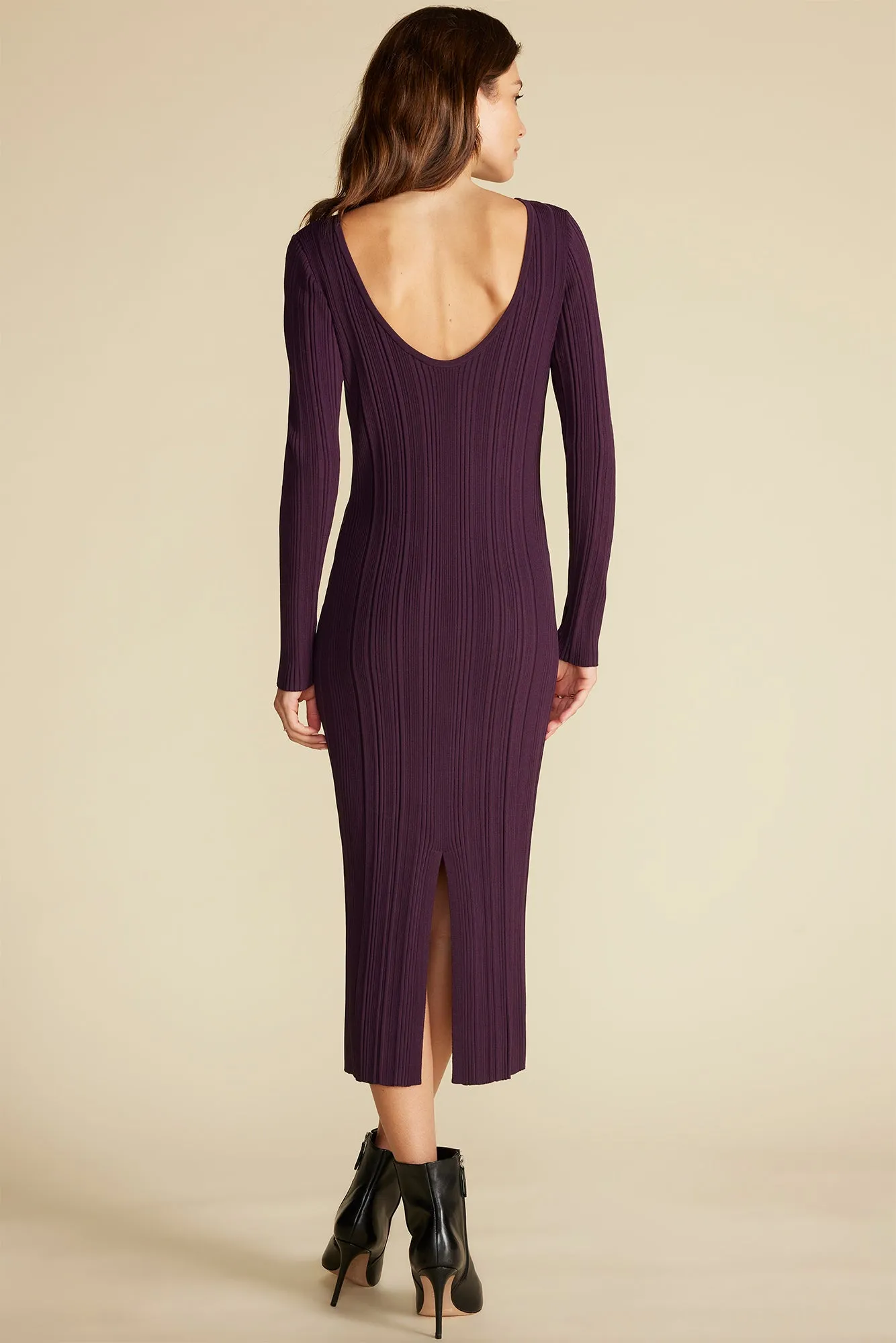 Chantae Boatneck Rib Dress - Purple Fig sold by Amour Vert product image thumbnail 4
