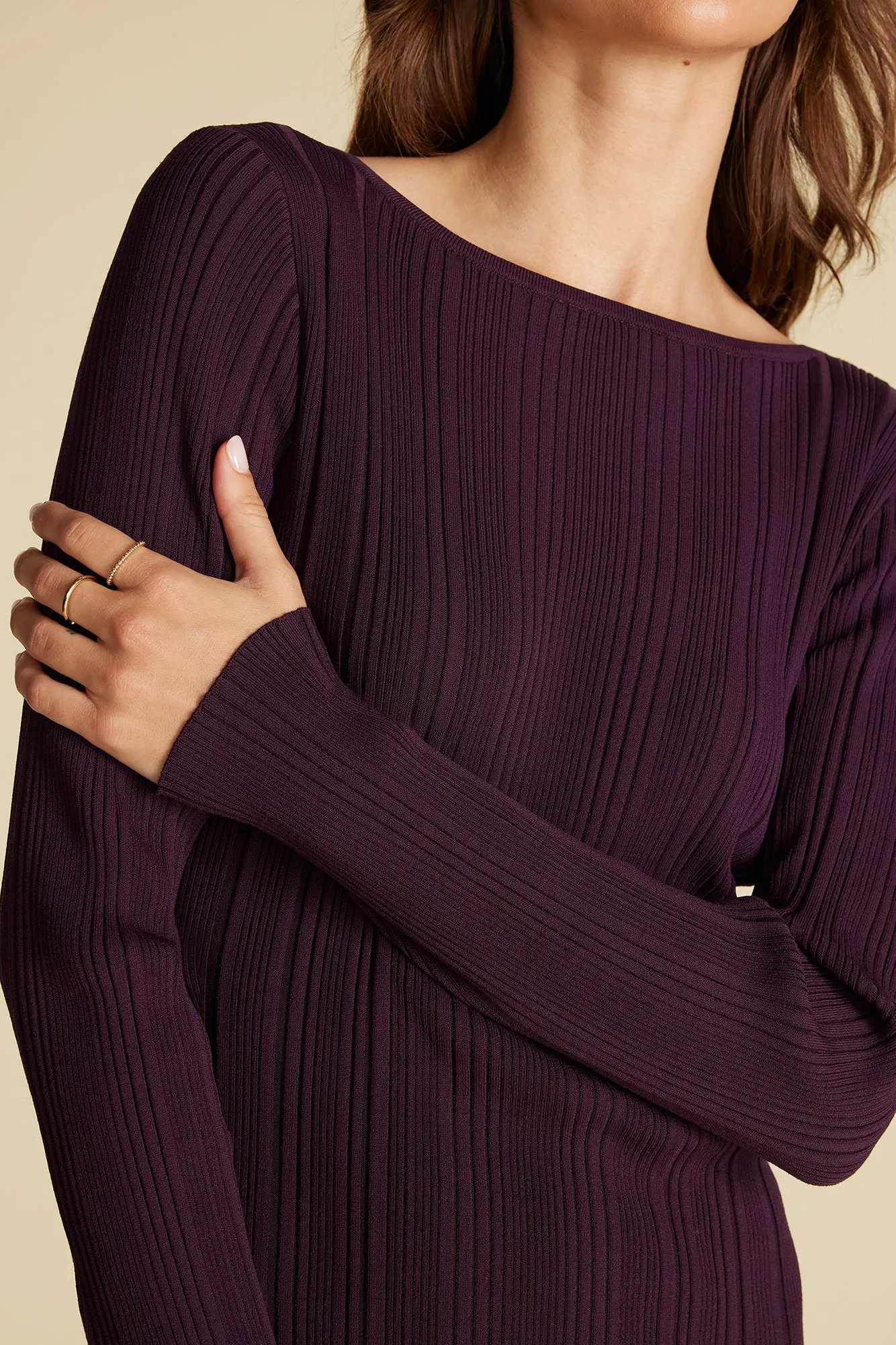 Chantae Boatneck Rib Dress - Purple Fig sold by Amour Vert product image thumbnail 2