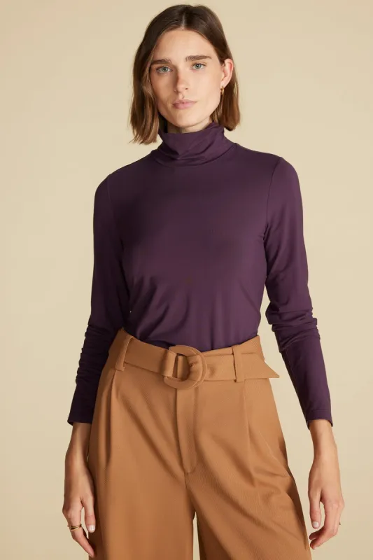 Flannery Bamboo Knit Turtleneck - Purple Fig sold by Amour Vert