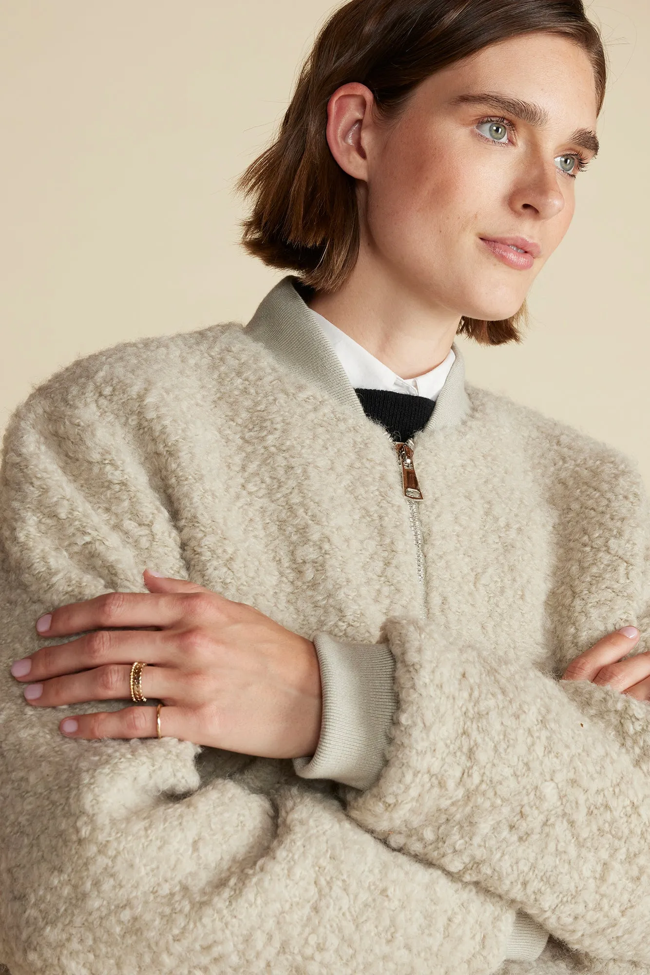 Jarrel Vegan Sherpa Bomber Jacket - Natural sold by Amour Vert product image thumbnail 2