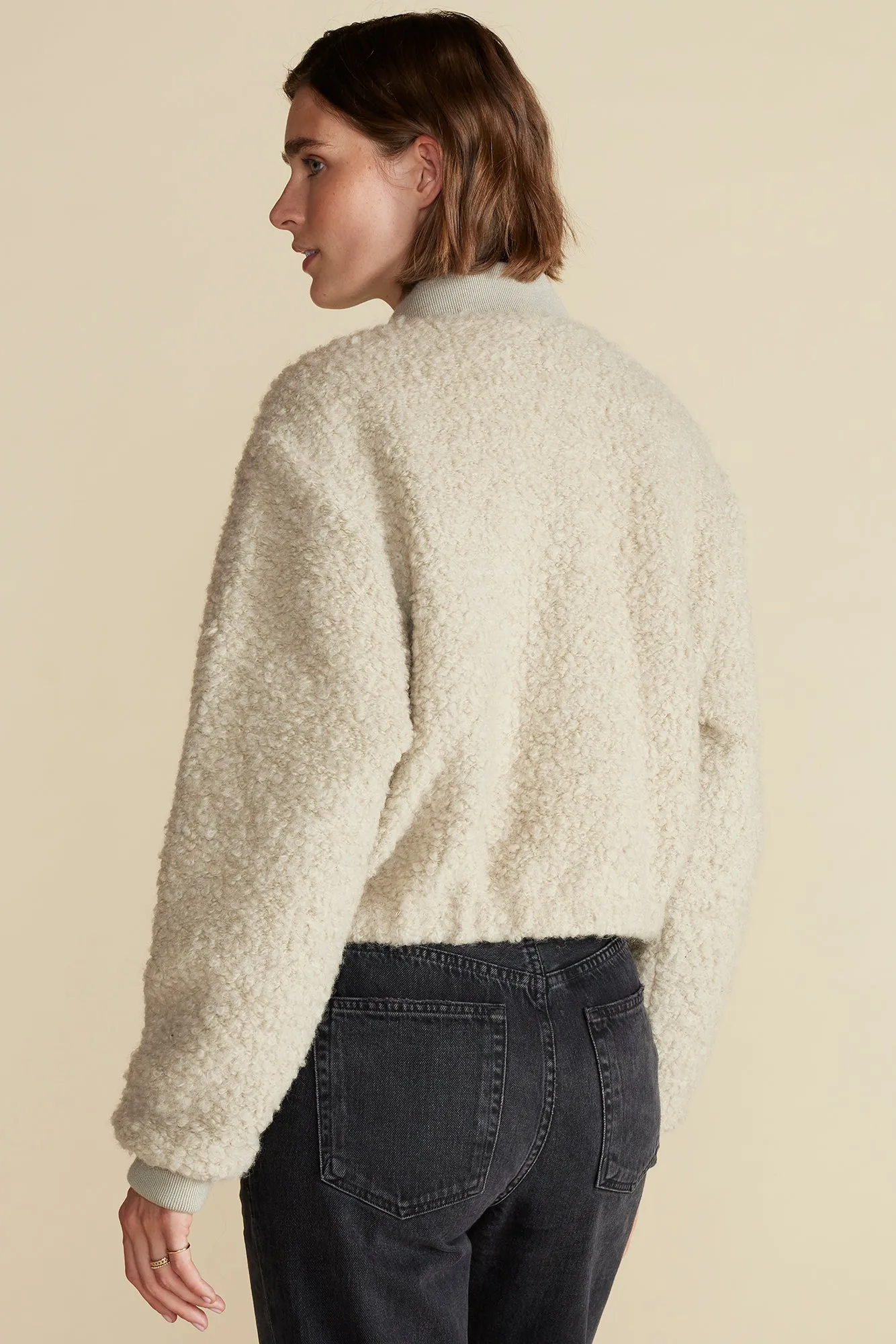 Jarrel Vegan Sherpa Bomber Jacket - Natural sold by Amour Vert product image thumbnail 4