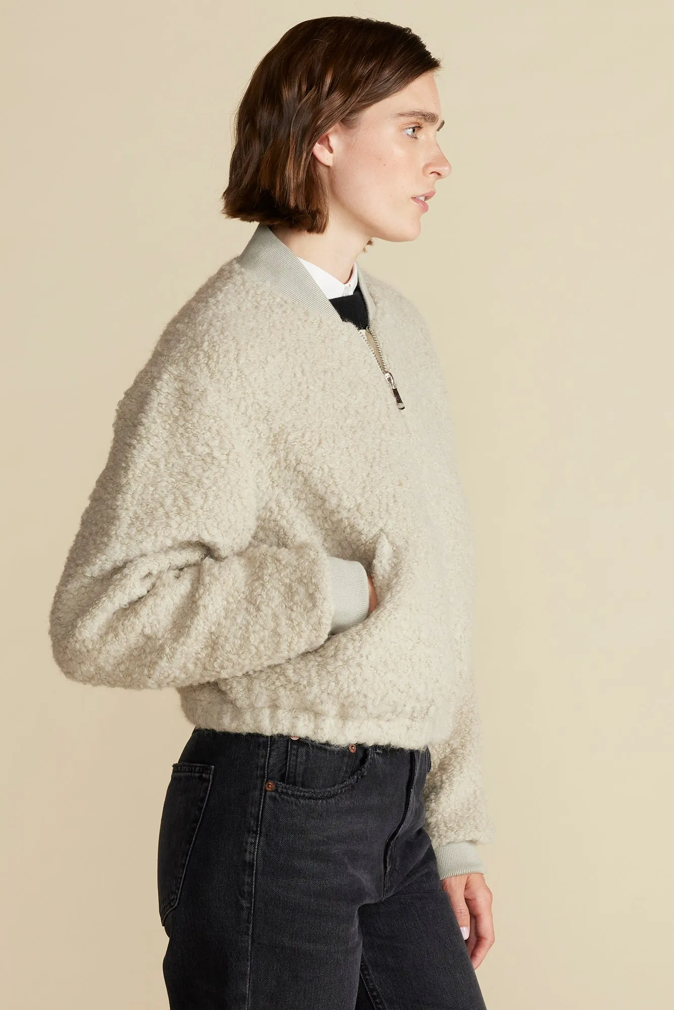 Jarrel Vegan Sherpa Bomber Jacket - Natural sold by Amour Vert product image thumbnail 3