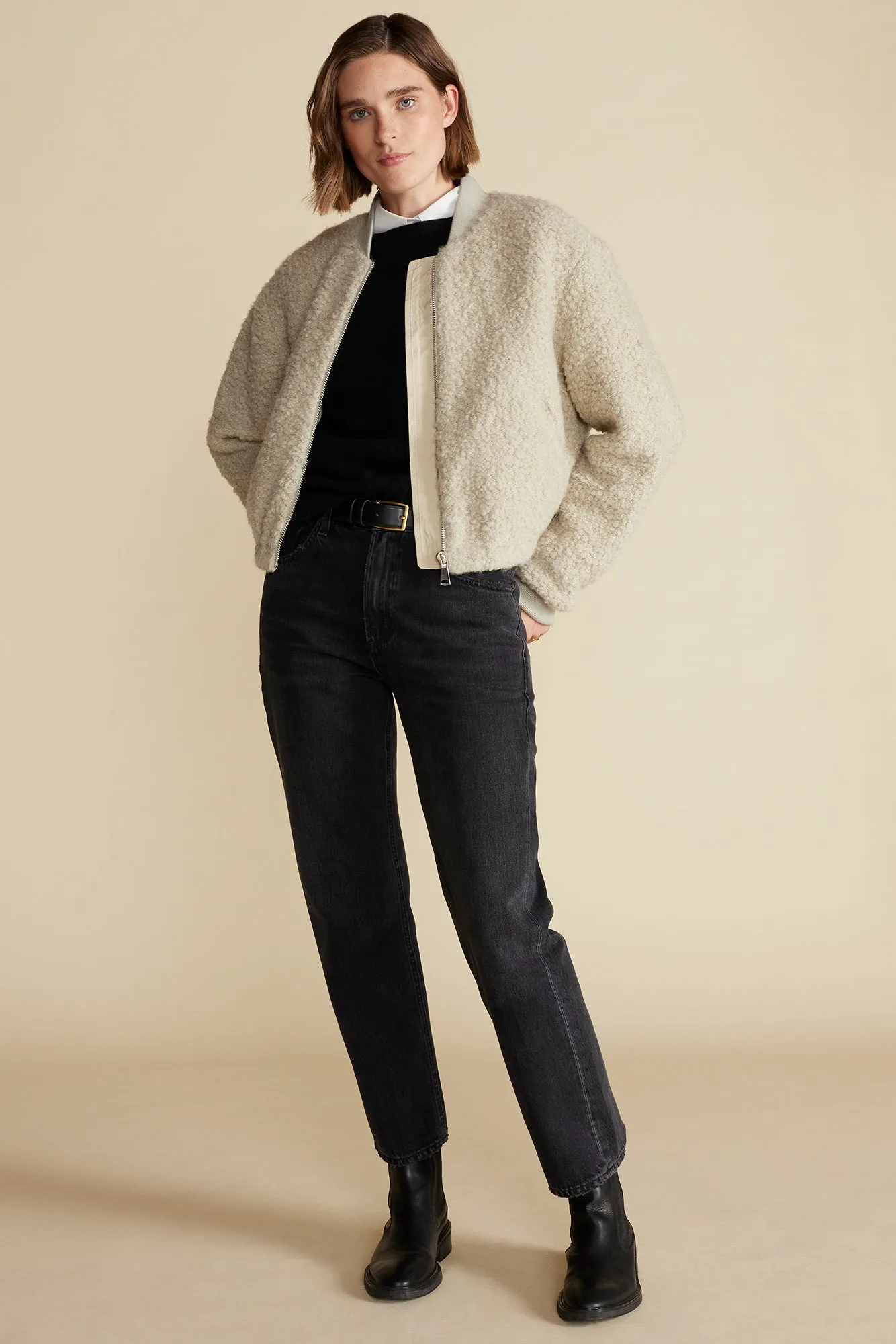 Jarrel Vegan Sherpa Bomber Jacket - Natural sold by Amour Vert product image thumbnail 5