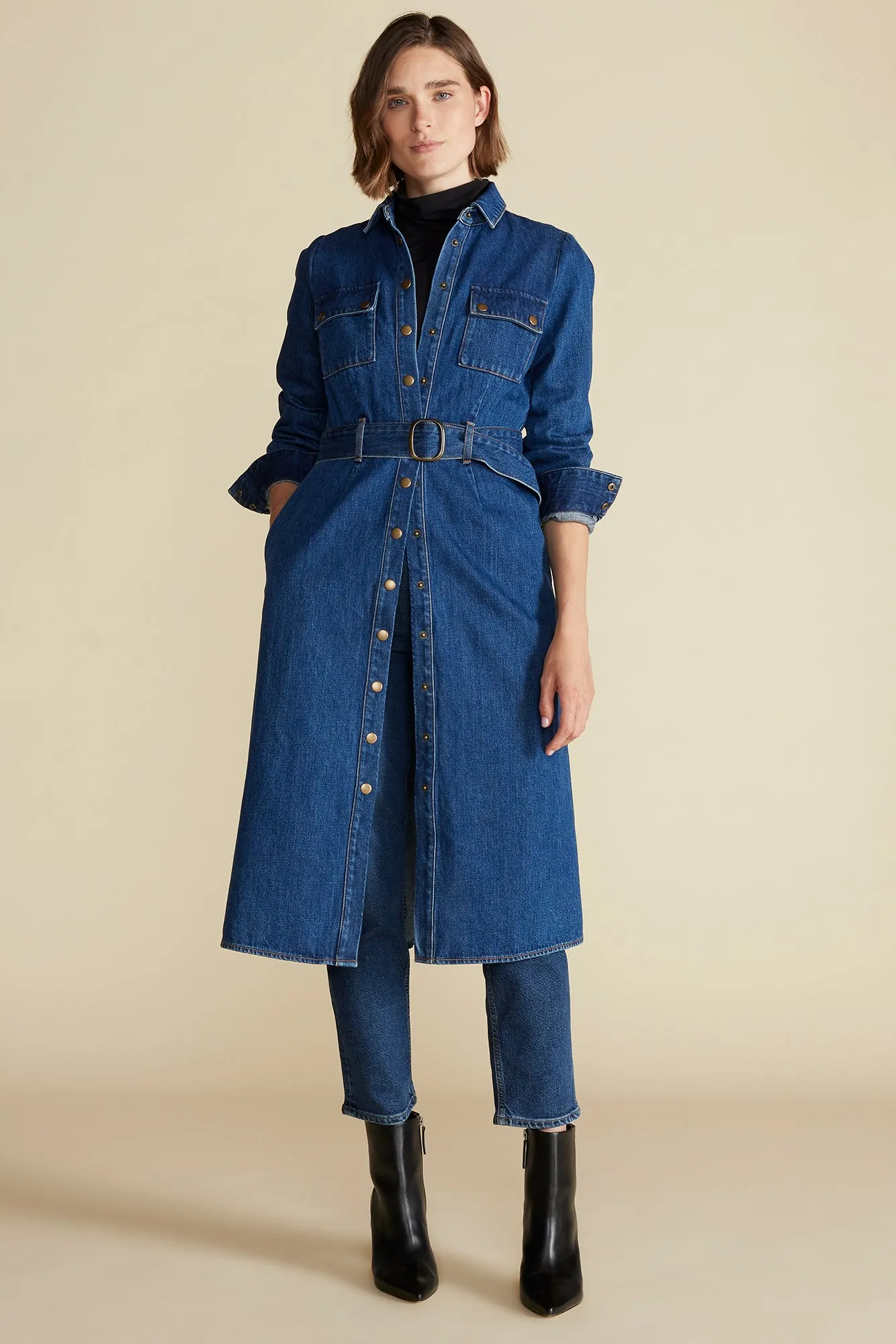 Joyce Denim Shirt Dress - Indigo Blue sold by Amour Vert