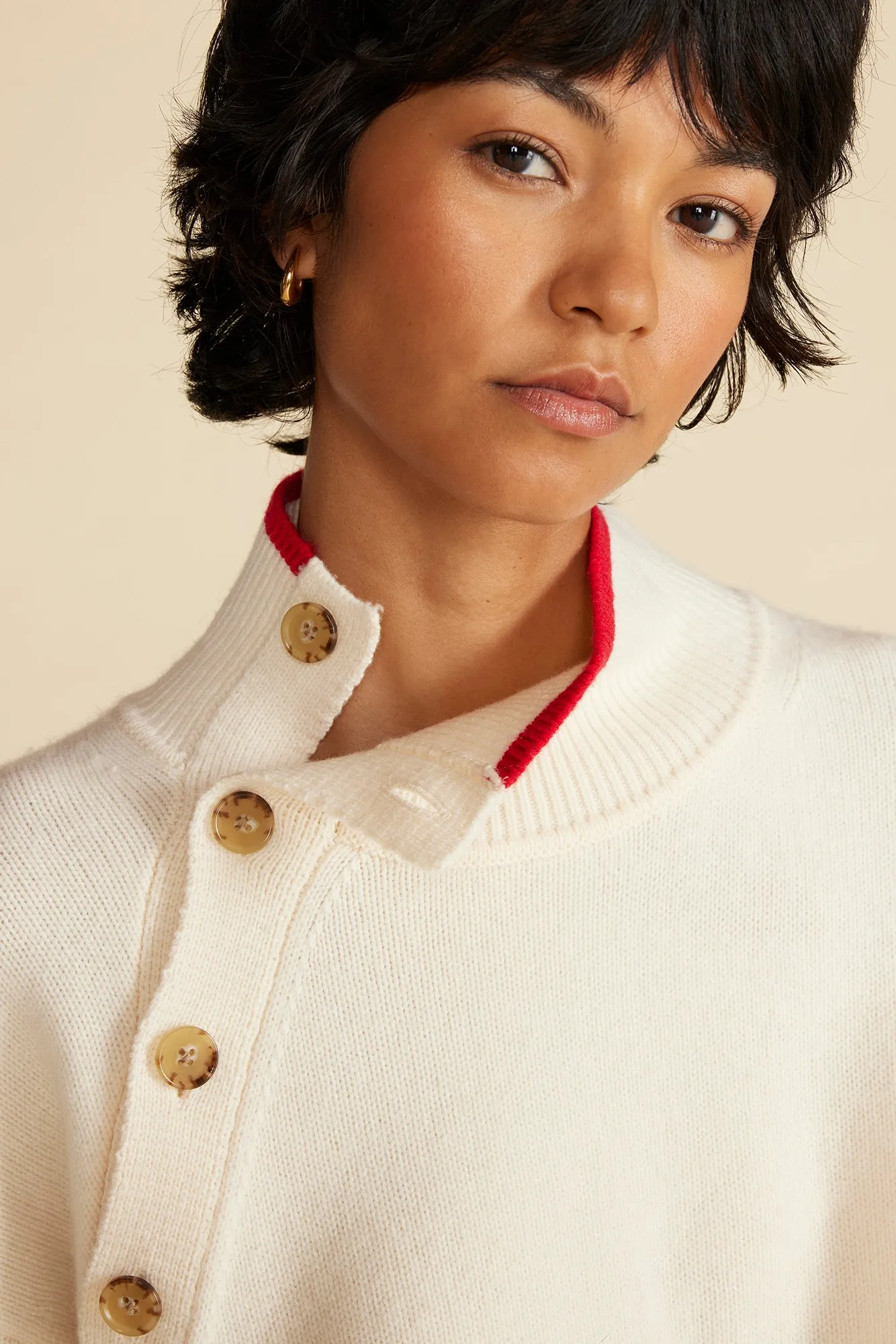 Leonie Stripe Turtleneck Sweater - Ivory and Red Stripe sold by Amour Vert product image thumbnail 2