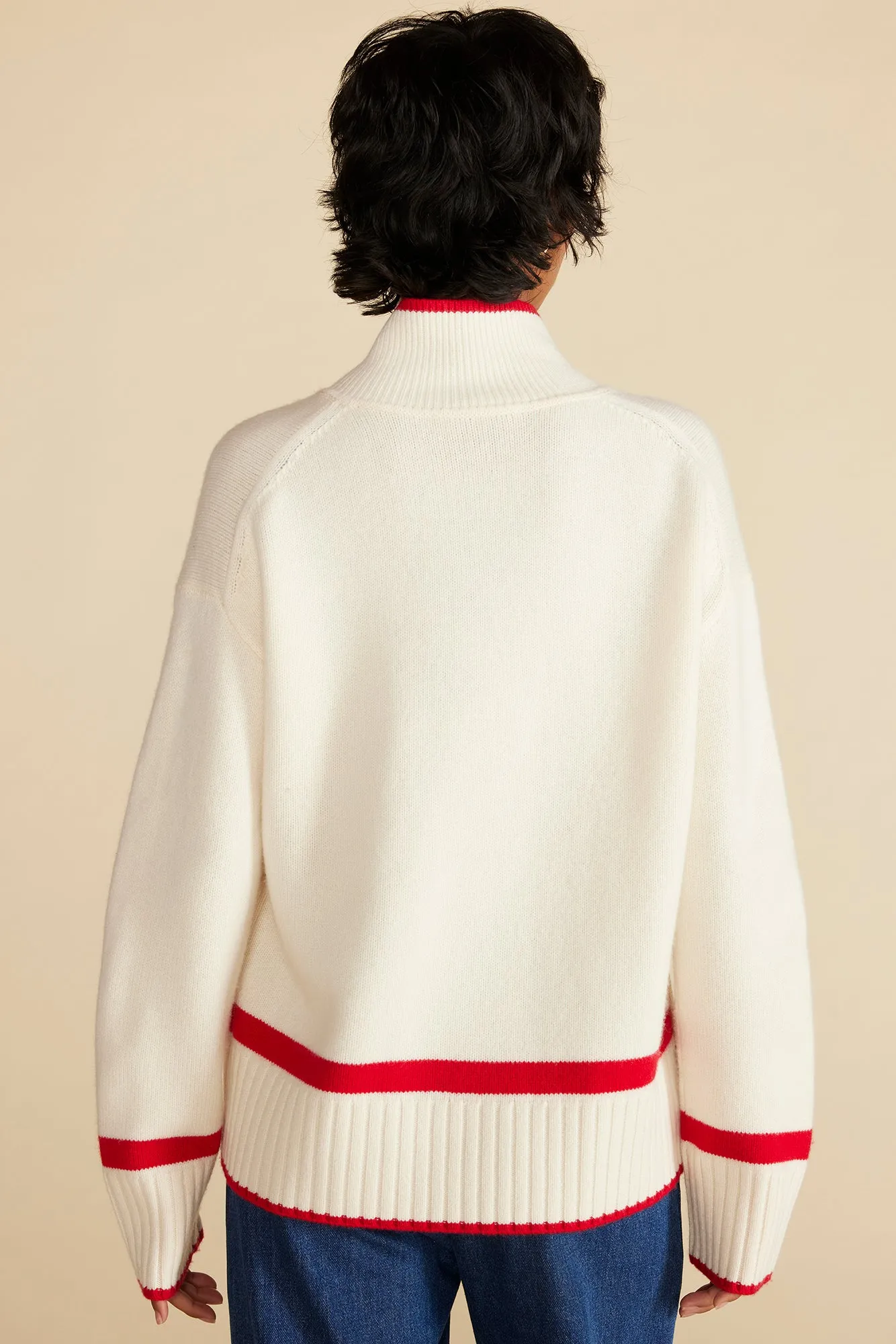 Leonie Stripe Turtleneck Sweater - Ivory and Red Stripe sold by Amour Vert product image thumbnail 4