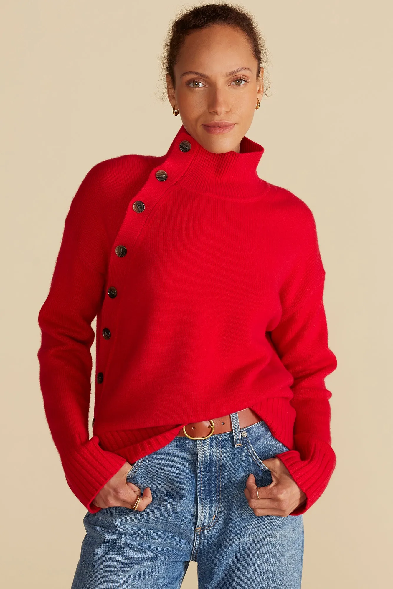 Leonie Turtleneck Sweater - Red sold by Amour Vert