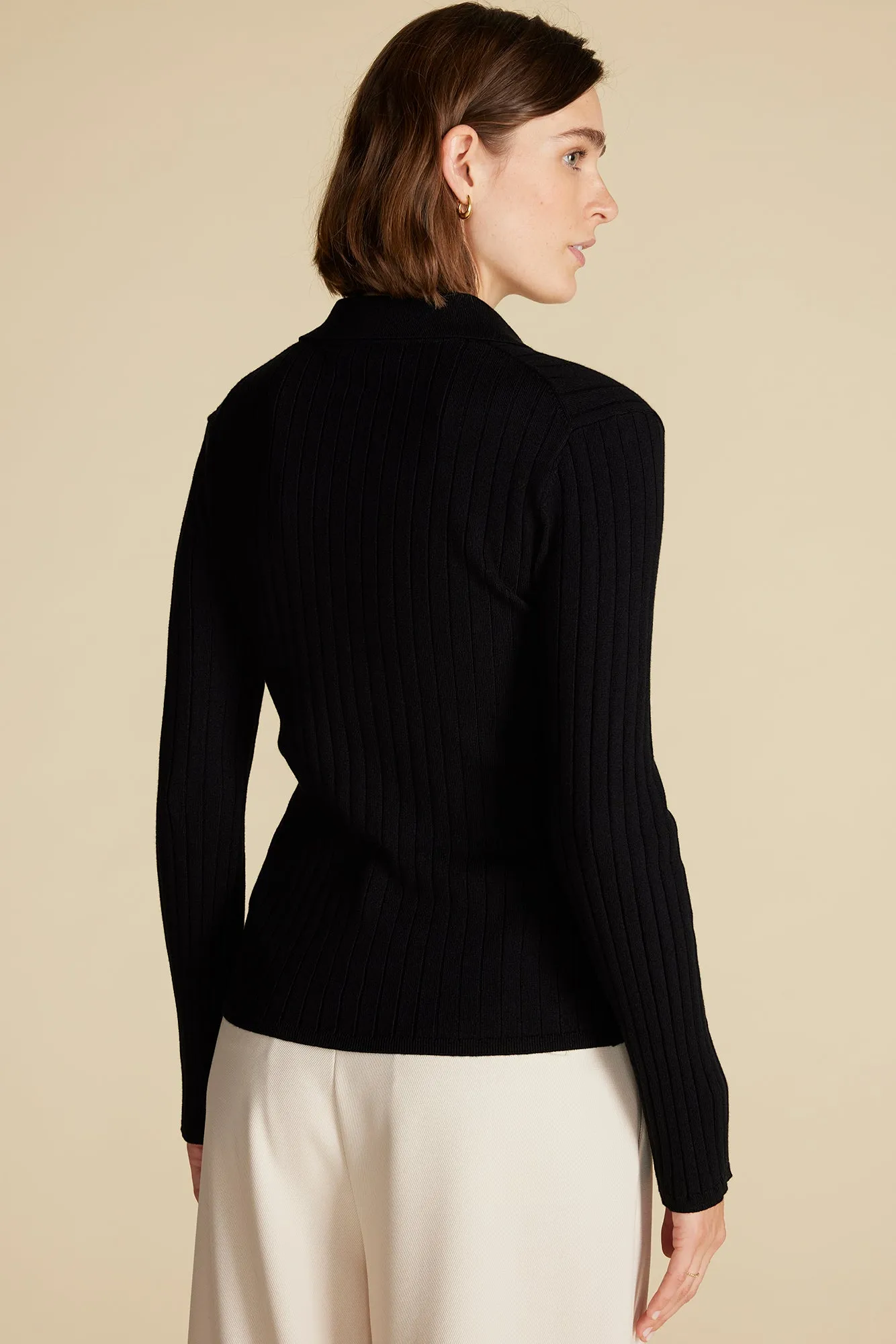 Lorraine Merino Wool Henley Sweater - Black sold by Amour Vert product image thumbnail 4