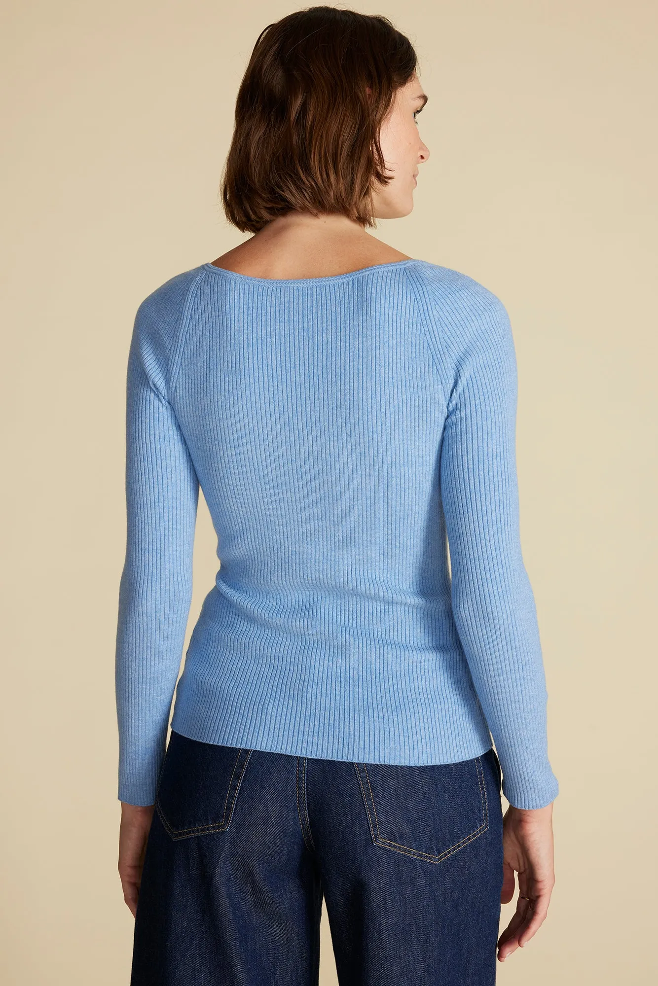Maelle Square Neck Sweater - Sky Blue sold by Amour Vert product image thumbnail 4
