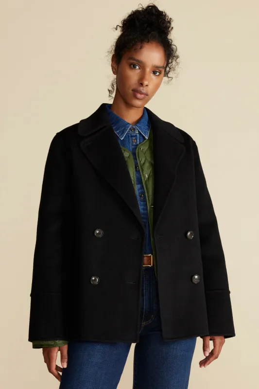 Marcel Wool Pea Coat - Black sold by Amour Vert