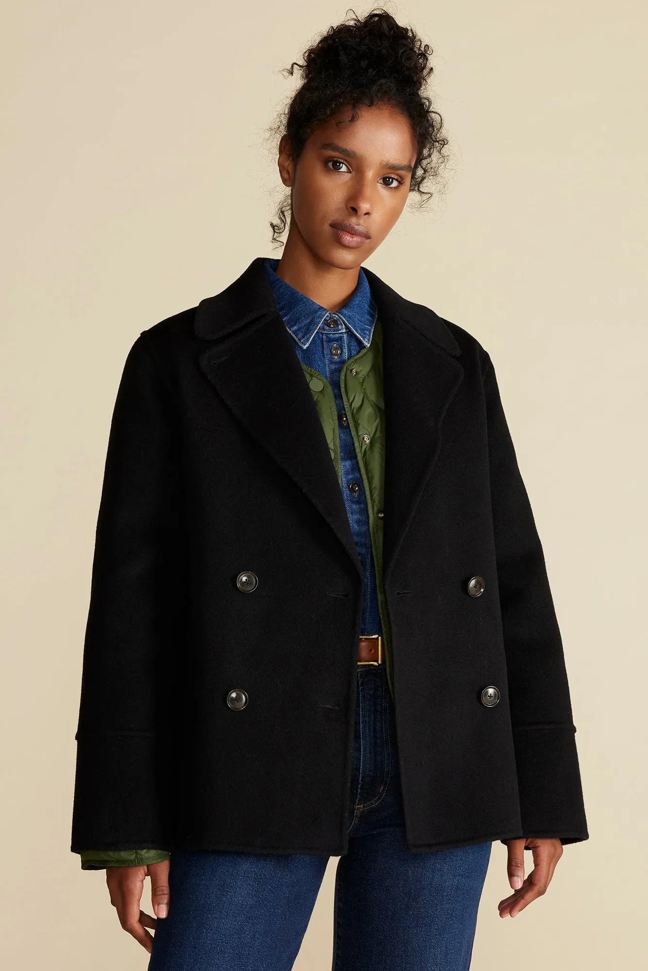 Marcel Wool Pea Coat - Black sold by Amour Vert
