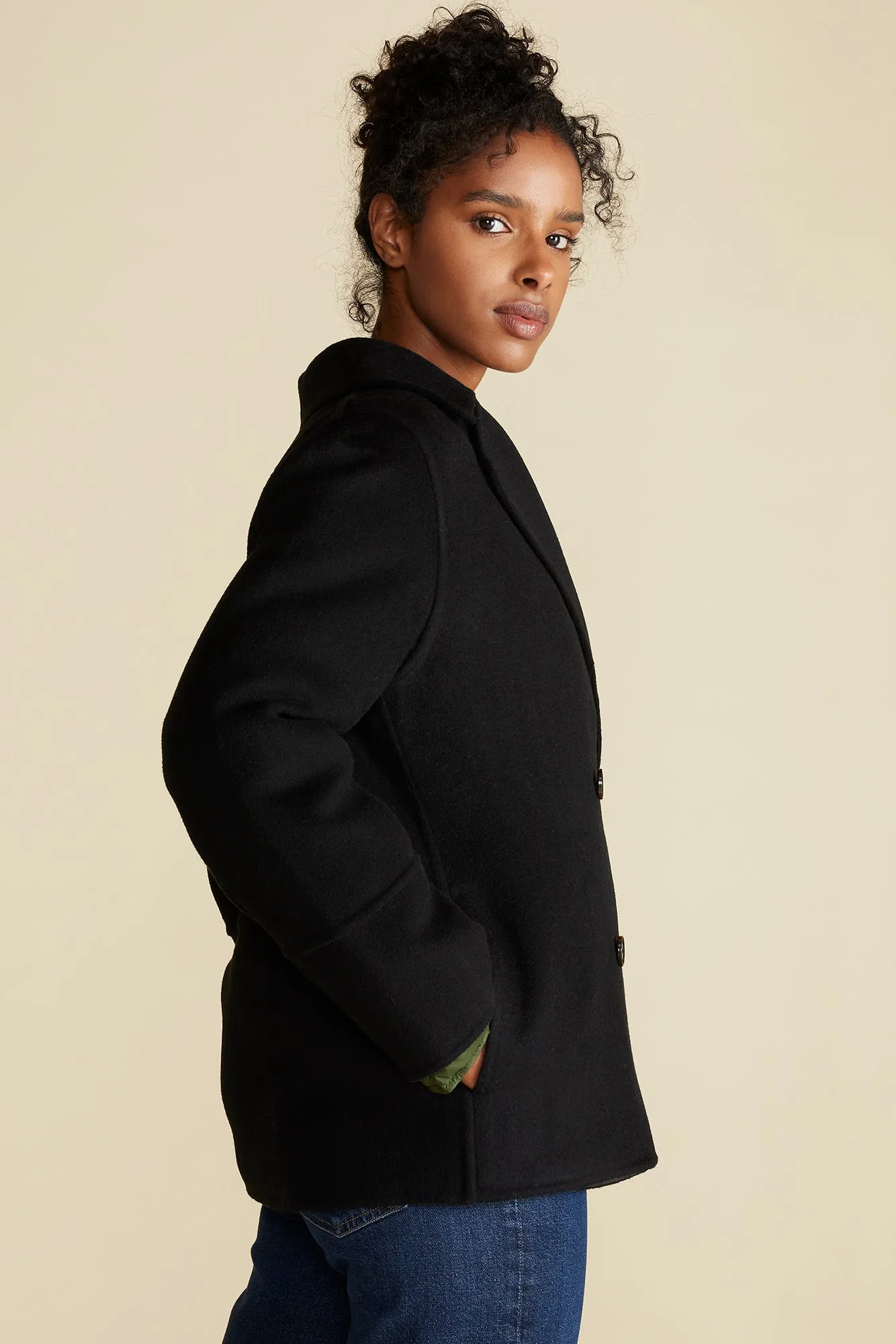Marcel Wool Pea Coat - Black sold by Amour Vert product image thumbnail 4
