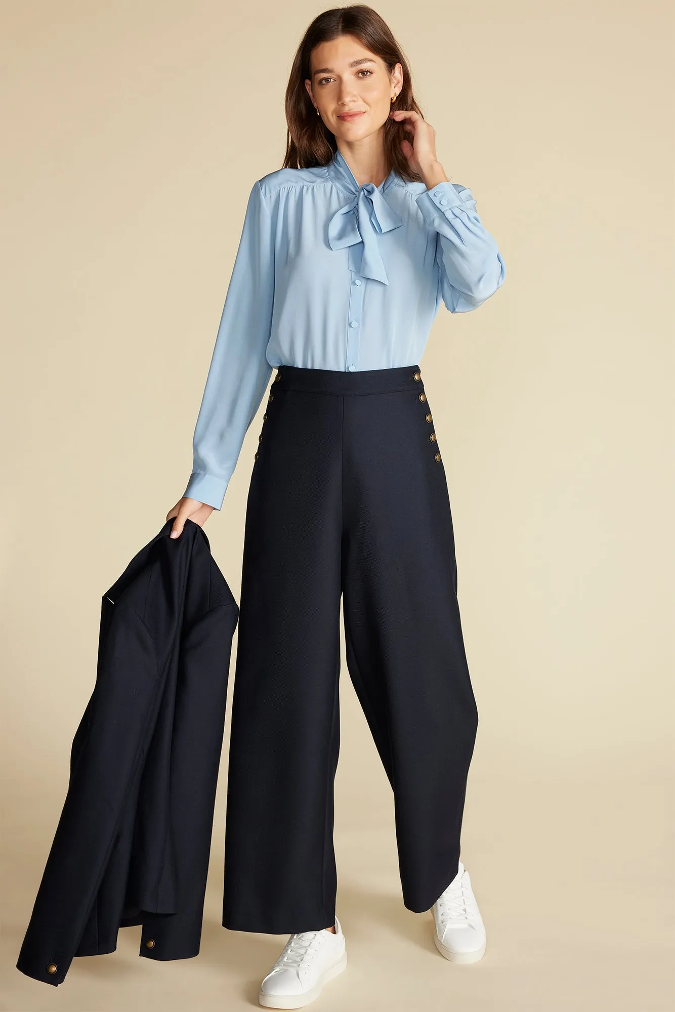 Milla Washable Silk Bow Blouse - Sky Blue sold by Amour Vert product image thumbnail 5