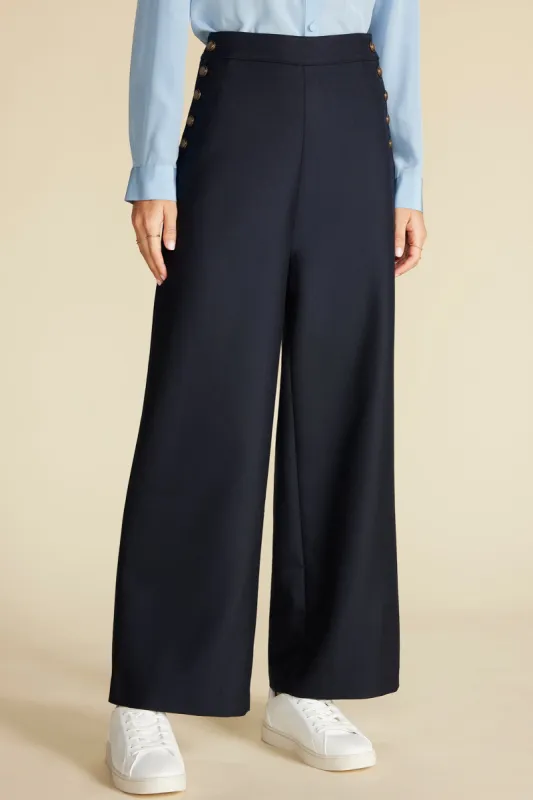 Sailor Wide Leg Trouser - Navy Blue sold by Amour Vert