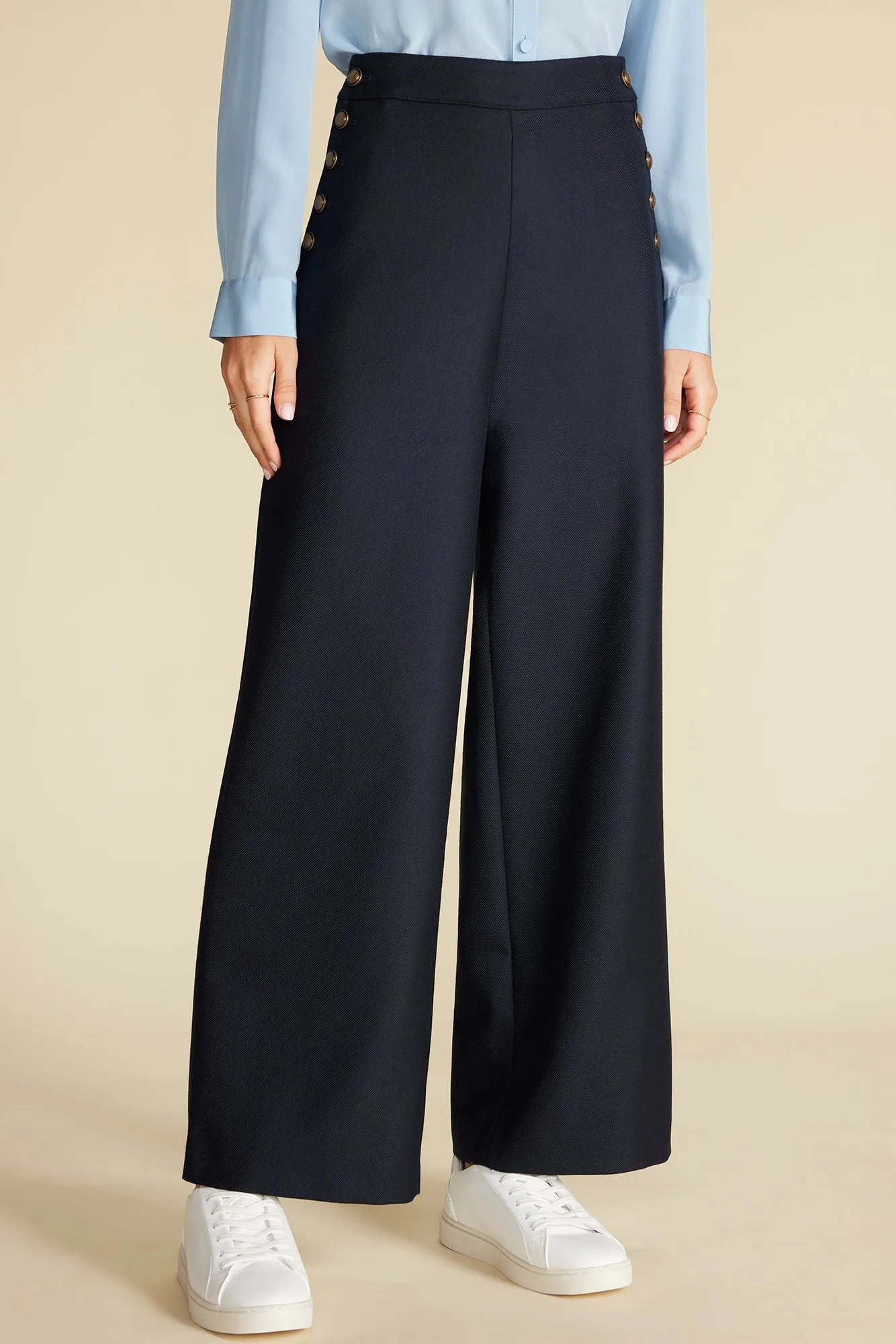 Sailor Wide Leg Trouser - Navy Blue sold by Amour Vert