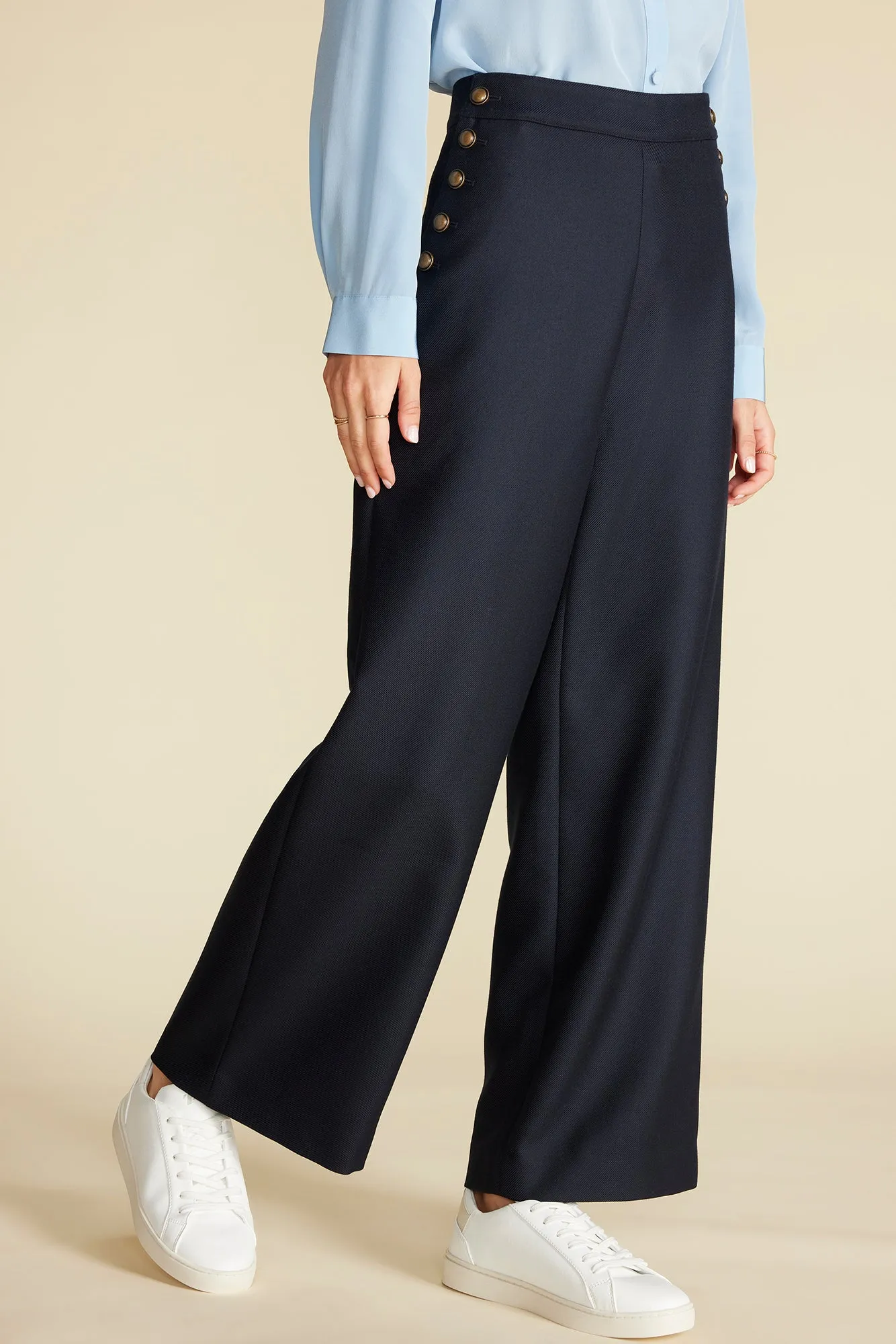 Sailor Wide Leg Trouser - Navy Blue sold by Amour Vert product image thumbnail 3