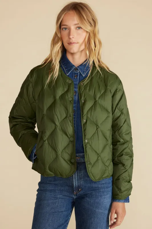 Solene Quilted Puffer Jacket - Olive Green sold by Amour Vert