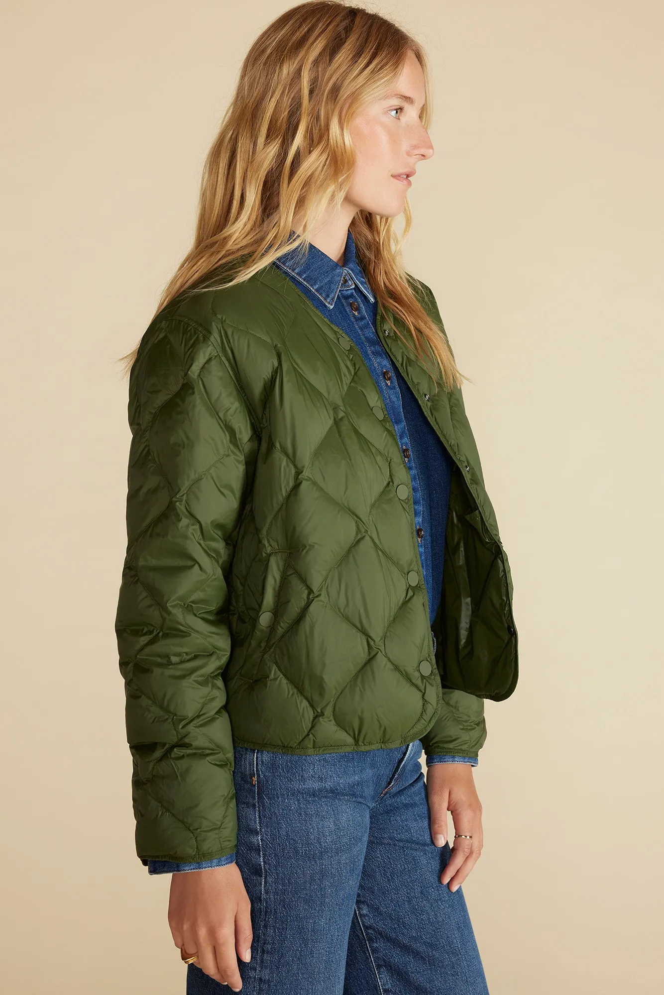 Solene Quilted Puffer Jacket - Olive Green sold by Amour Vert product image thumbnail 3