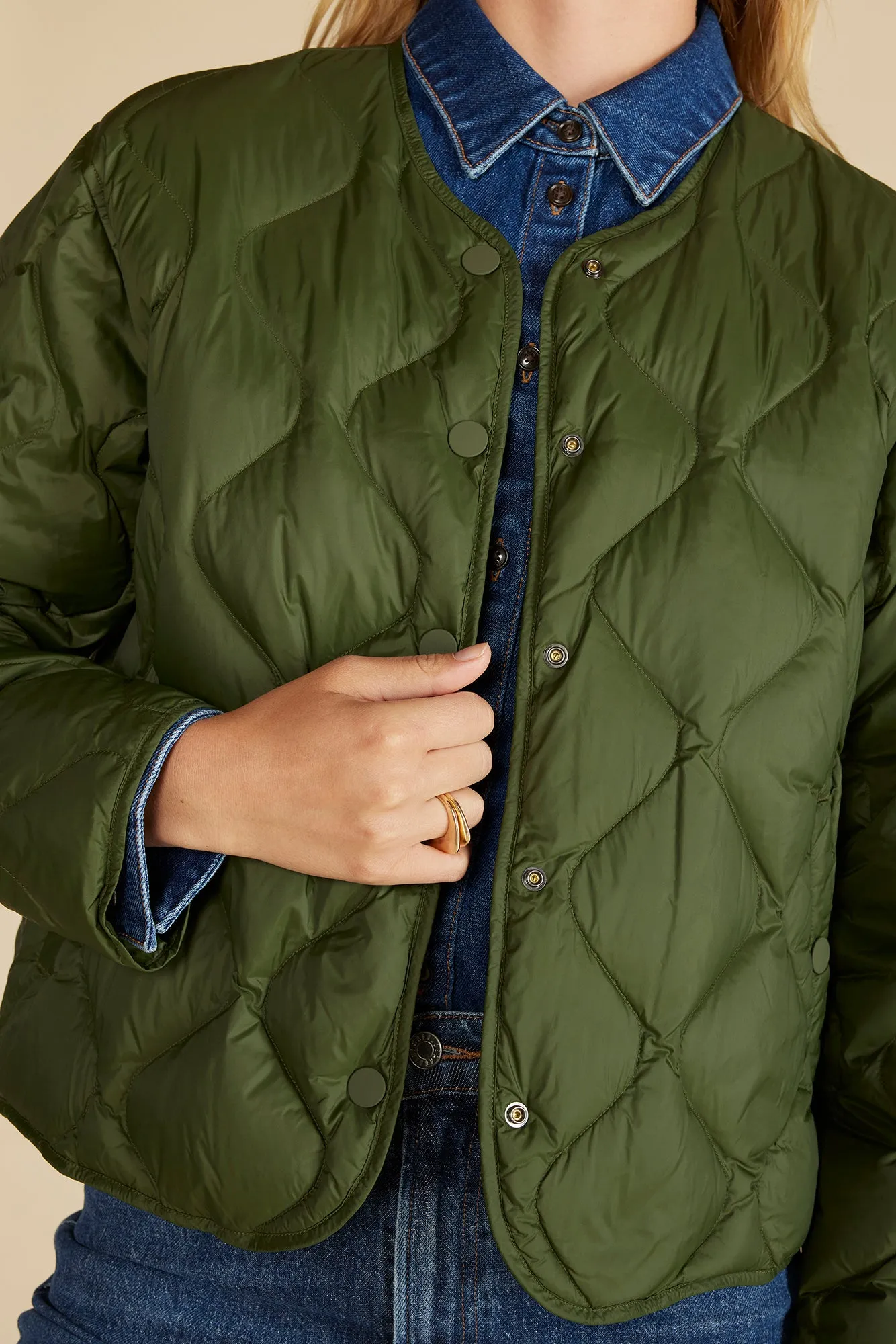 Solene Quilted Puffer Jacket - Olive Green sold by Amour Vert product image thumbnail 2