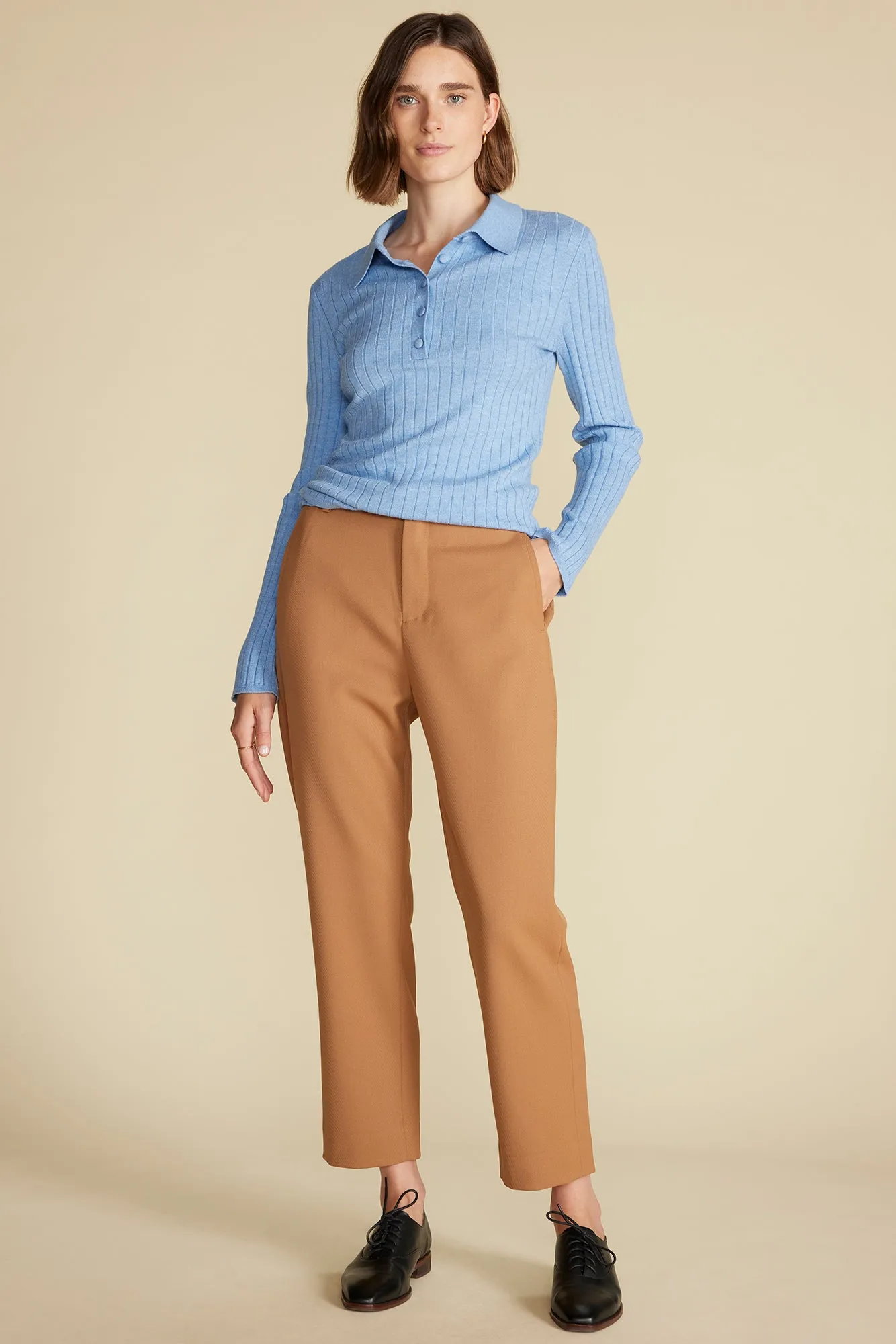 Taper Tailored Ankle Trouser - Camel sold by Amour Vert product image thumbnail 5