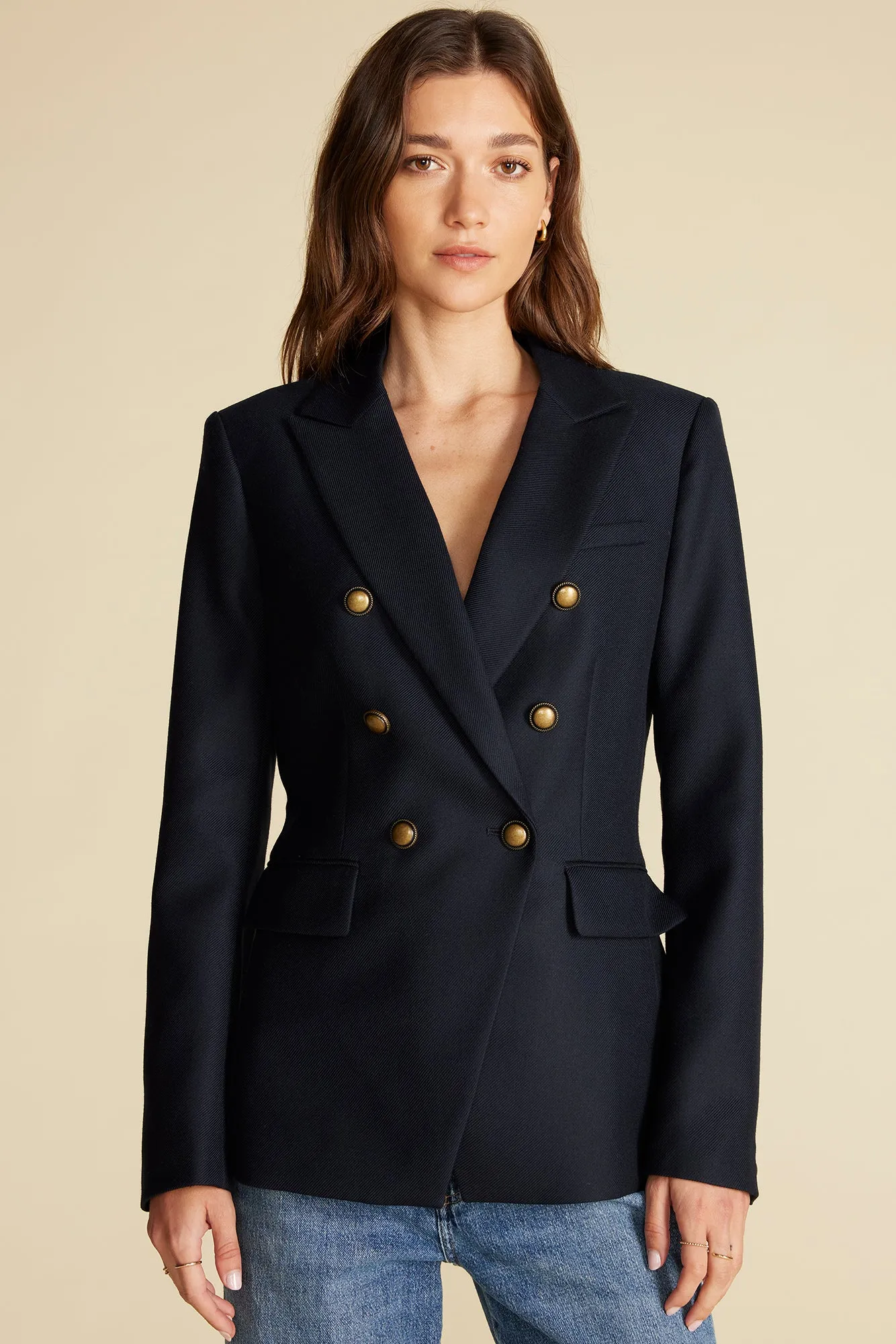 Tobie Double Breasted Blazer - Navy Blue sold by Amour Vert