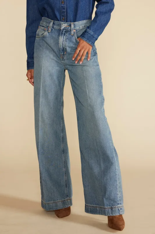 ETICA Devon Wide Leg Jean - Moonbay Medium Blue sold by Amour Vert