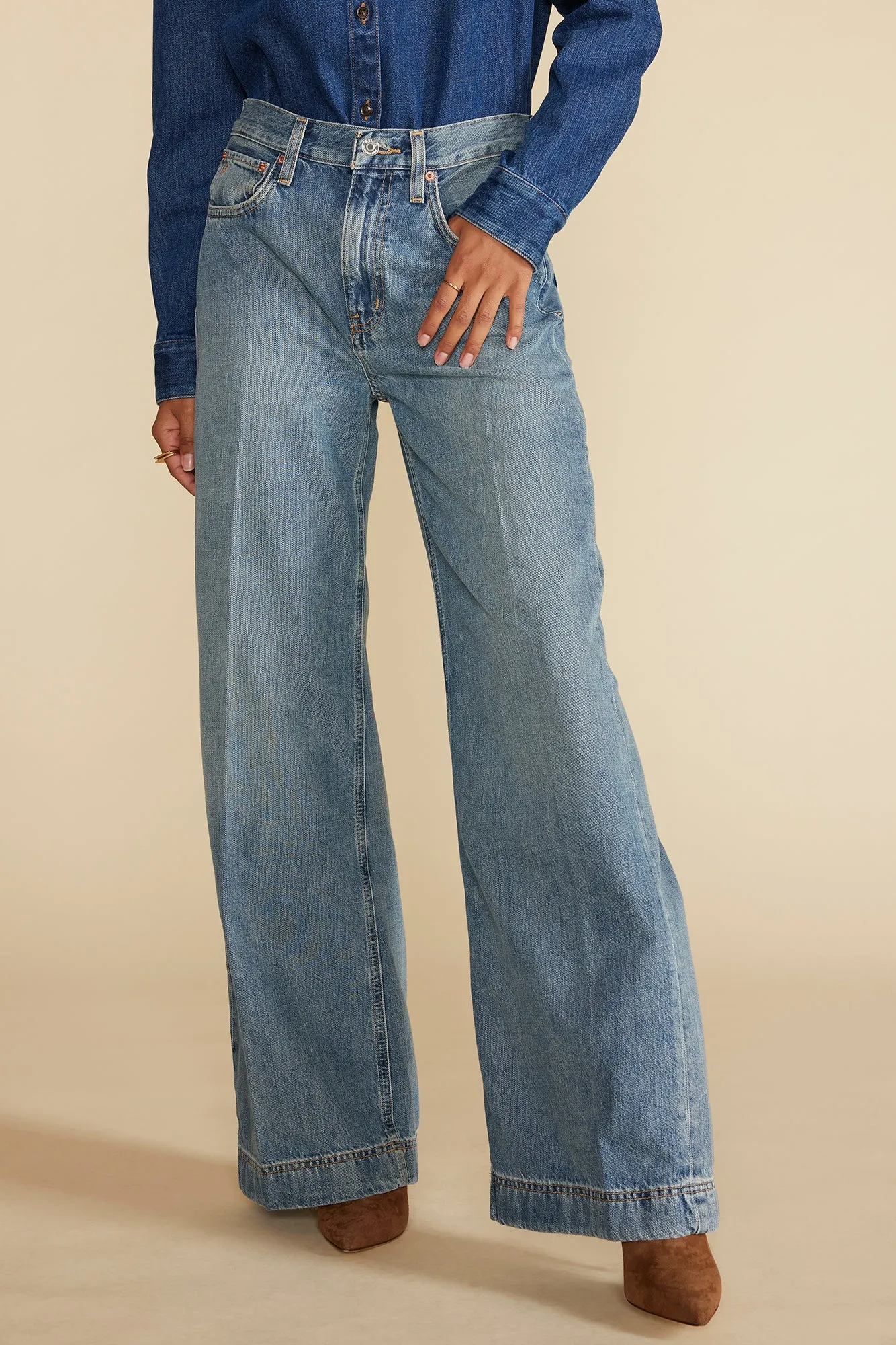 ETICA Devon Wide Leg Jean - Moonbay Medium Blue sold by Amour Vert
