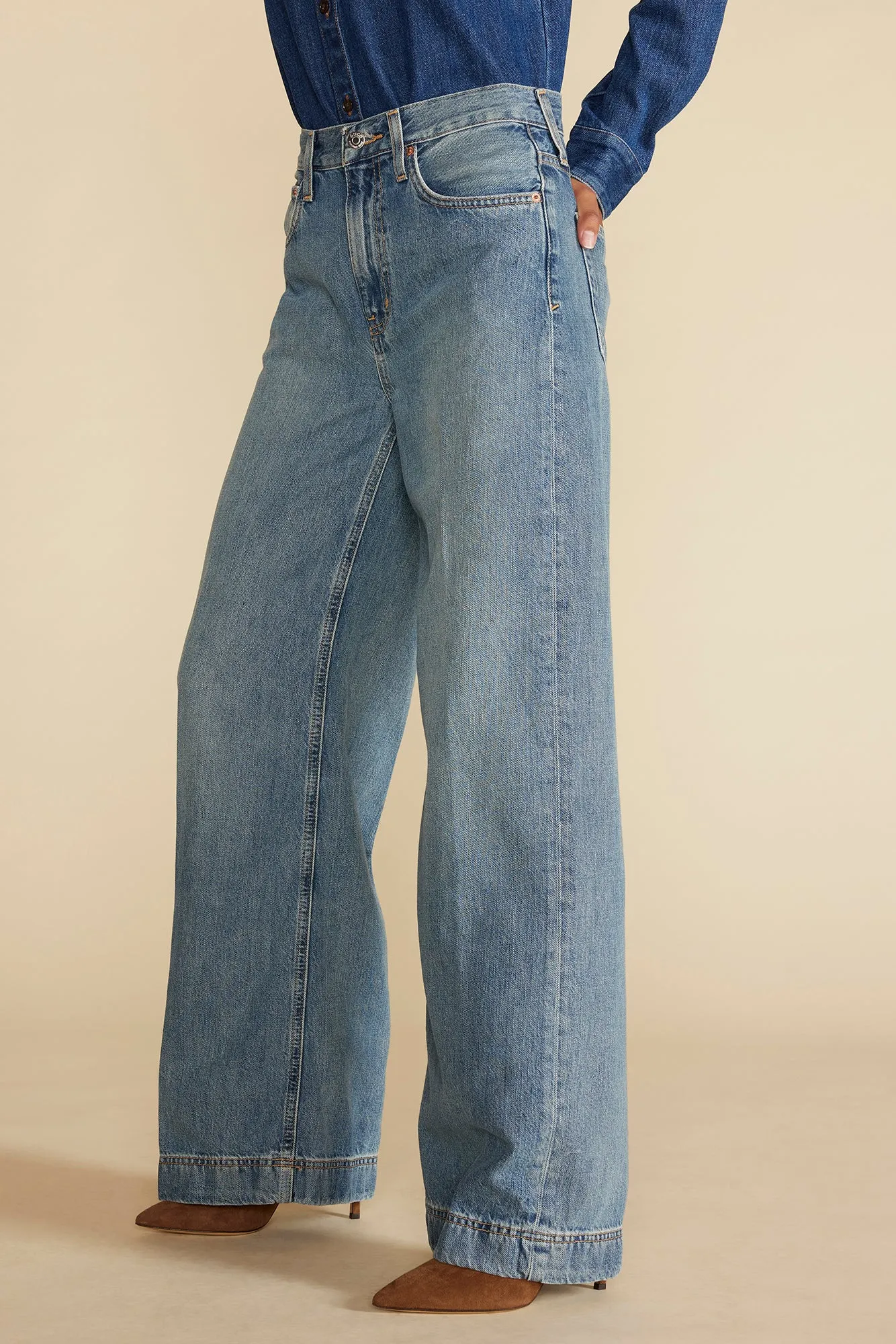 ETICA Devon Wide Leg Jean - Moonbay Medium Blue sold by Amour Vert product image thumbnail 5