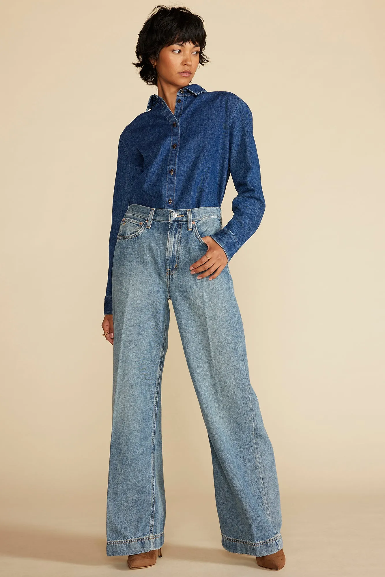 ETICA Devon Wide Leg Jean - Moonbay Medium Blue sold by Amour Vert product image thumbnail 3