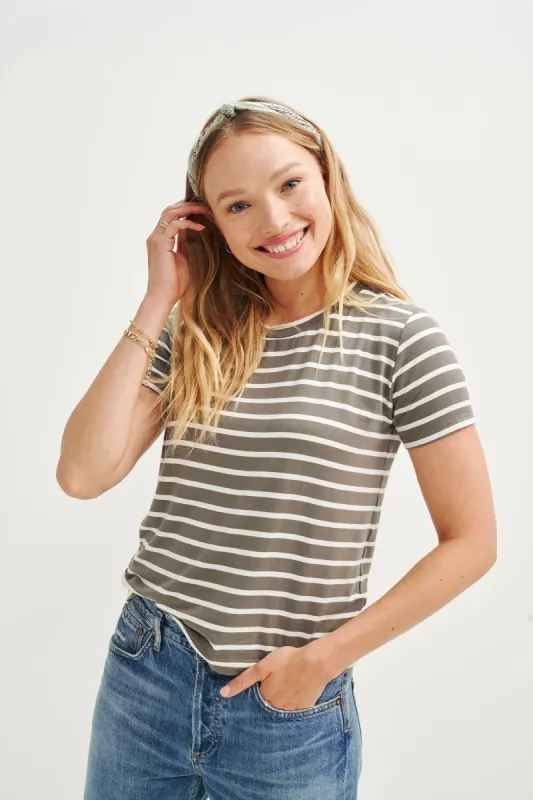 Berkeley Modal Tee - Harbor Vetiver Stripe - ReAmour sold by Amour Vert