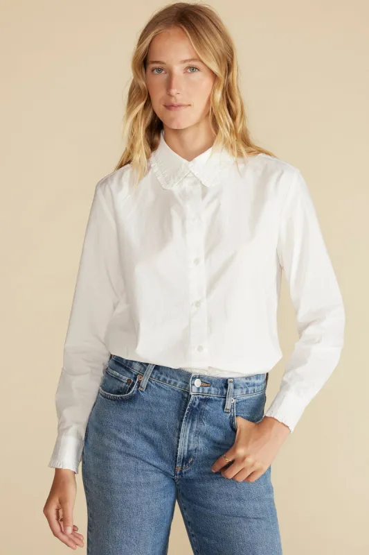 Edelie Ruffled Poplin Shirt - White sold by Amour Vert