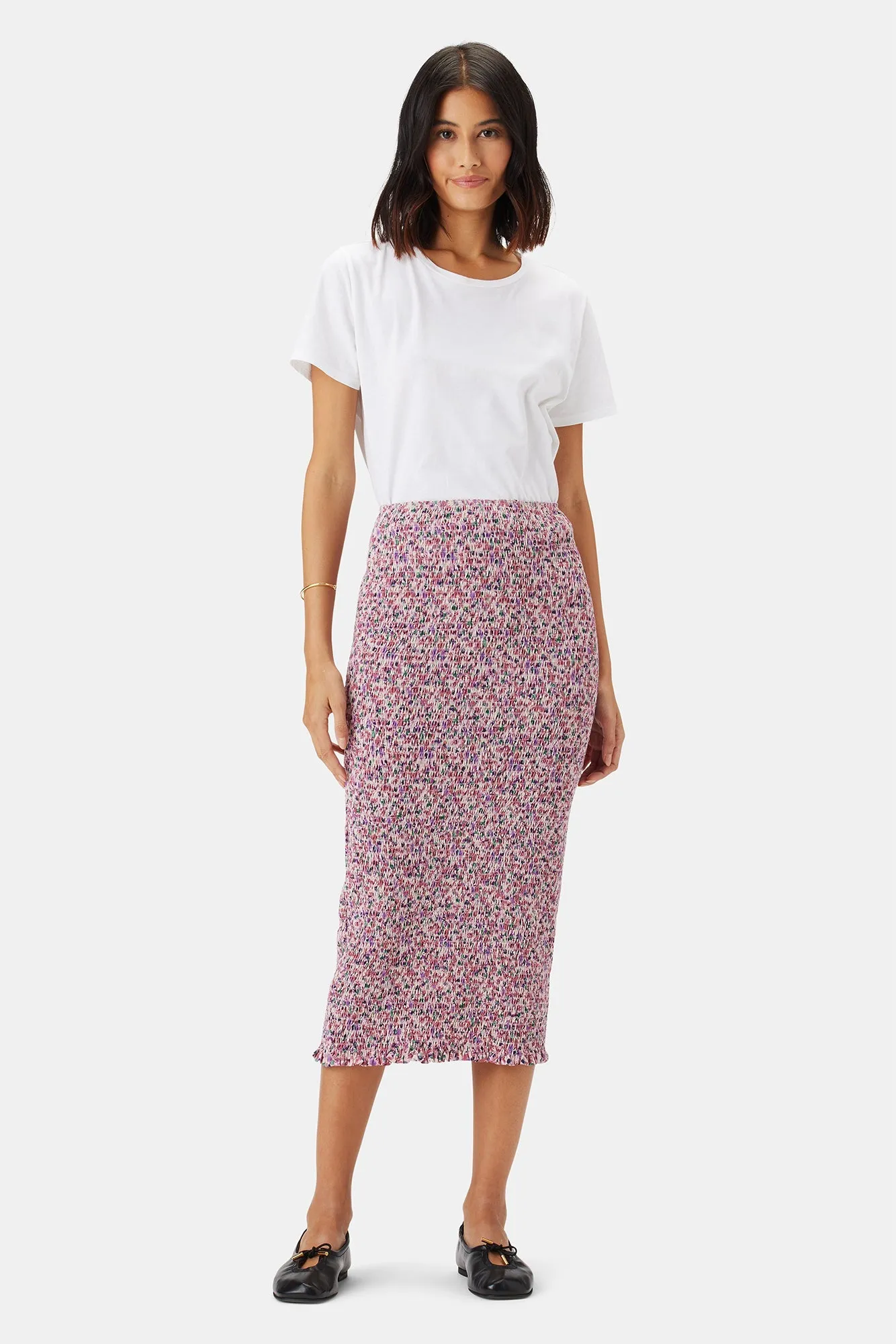 Eunice Smocked Skirt - Alessia Mulberry - ReAmour sold by Amour Vert product image thumbnail 4