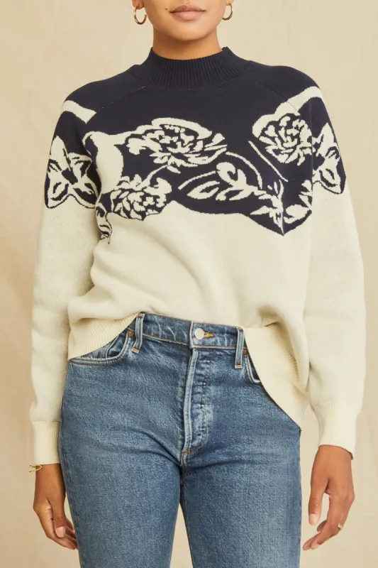 Juno Organic Cotton Sweater - Navy and Ivory - ReAmour sold by Amour Vert