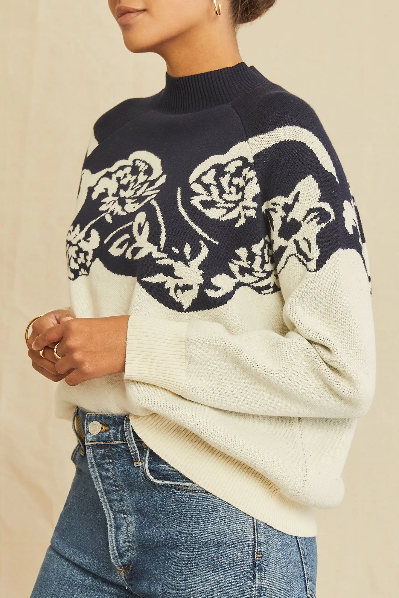 Juno Organic Cotton Sweater - Navy and Ivory - ReAmour sold by Amour Vert product image thumbnail 2