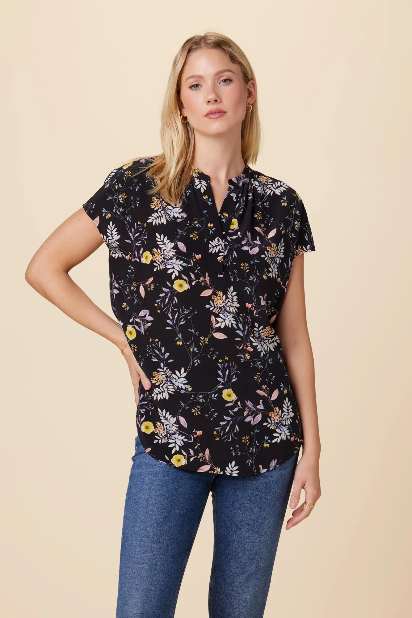 Renata Washable Silk Blouse - French Jardin Black - ReAmour sold by Amour Vert