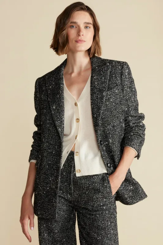 Alix Boyfriend Blazer - Black Herringbone sold by Amour Vert