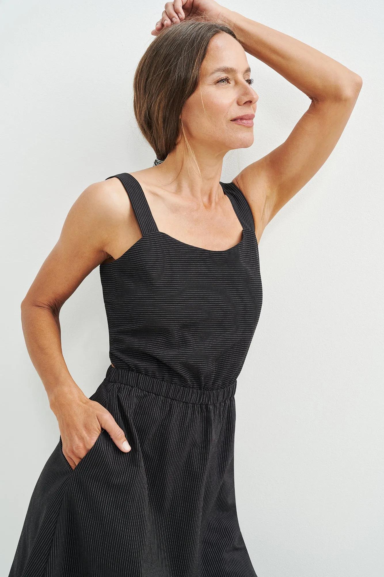 Athena Upcycled Midi Dress - Black Stripe - ReAmour sold by Amour Vert product image thumbnail 5