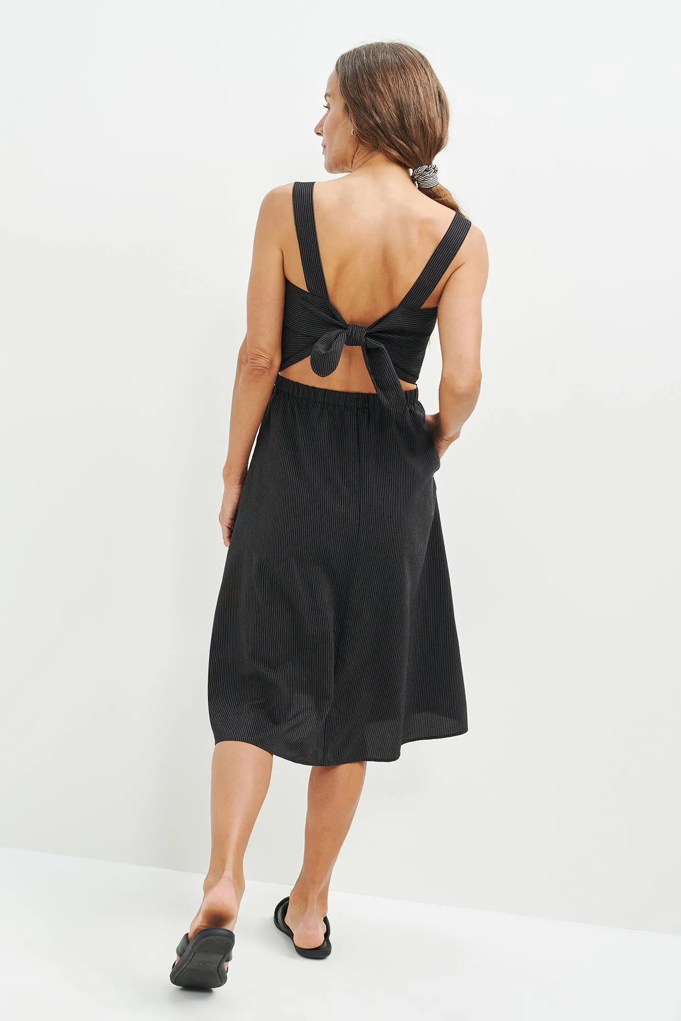 Athena Upcycled Midi Dress - Black Stripe - ReAmour sold by Amour Vert product image thumbnail 3