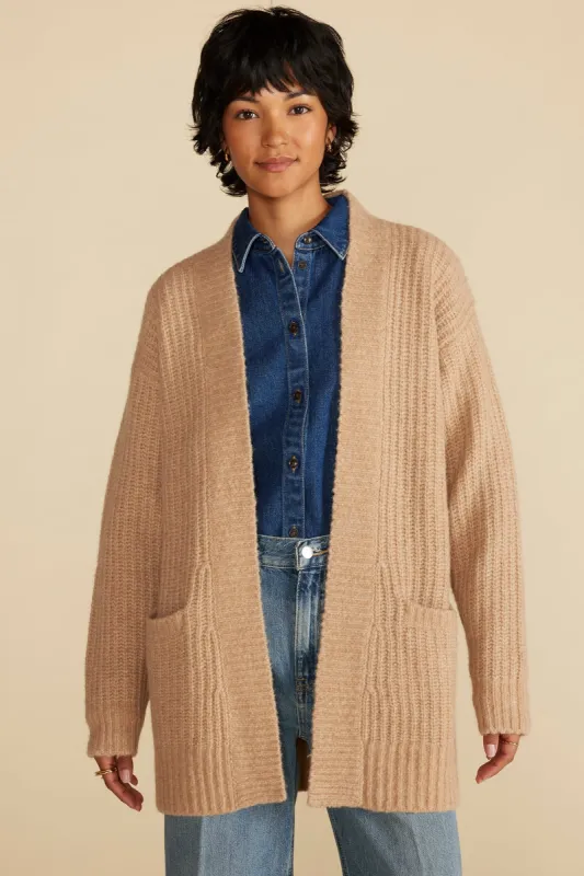 Jeune Relaxed Open Front Cardigan - Oatmeal Beige sold by Amour Vert