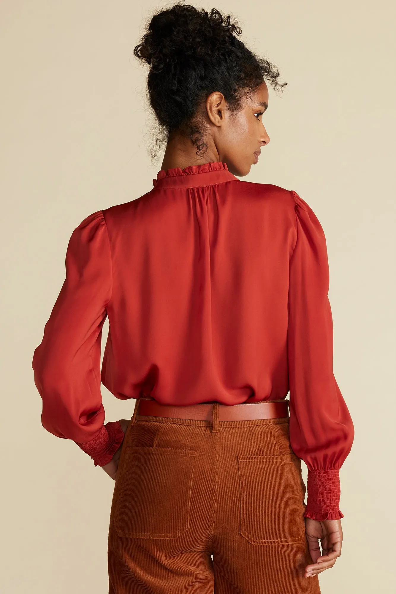Charlotte Ruffled Recycled Sateen Blouse - Rust sold by Amour Vert product image thumbnail 5