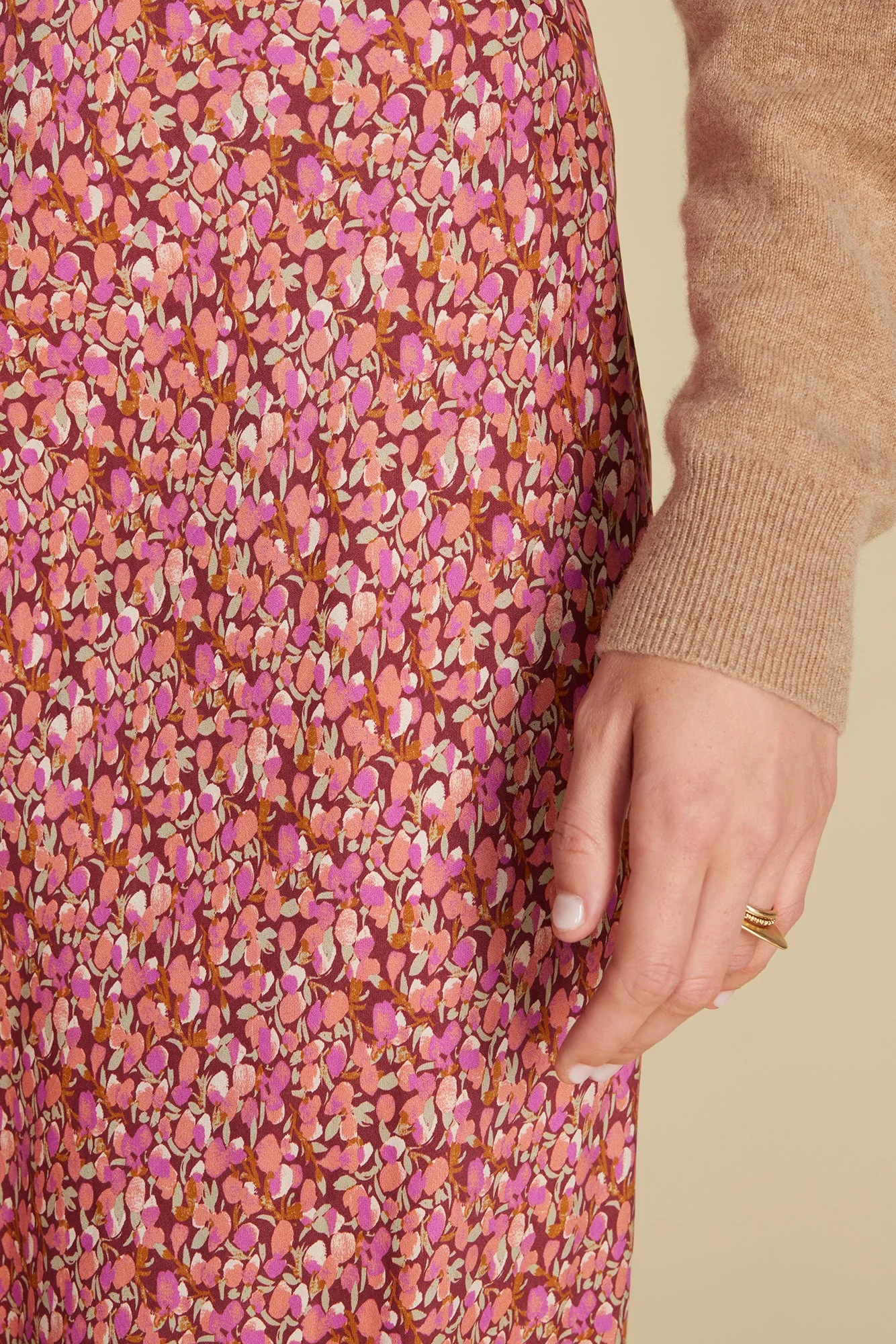 Eve Cupro Slip Skirt - Rennes Pink Floral Print sold by Amour Vert product image thumbnail 2