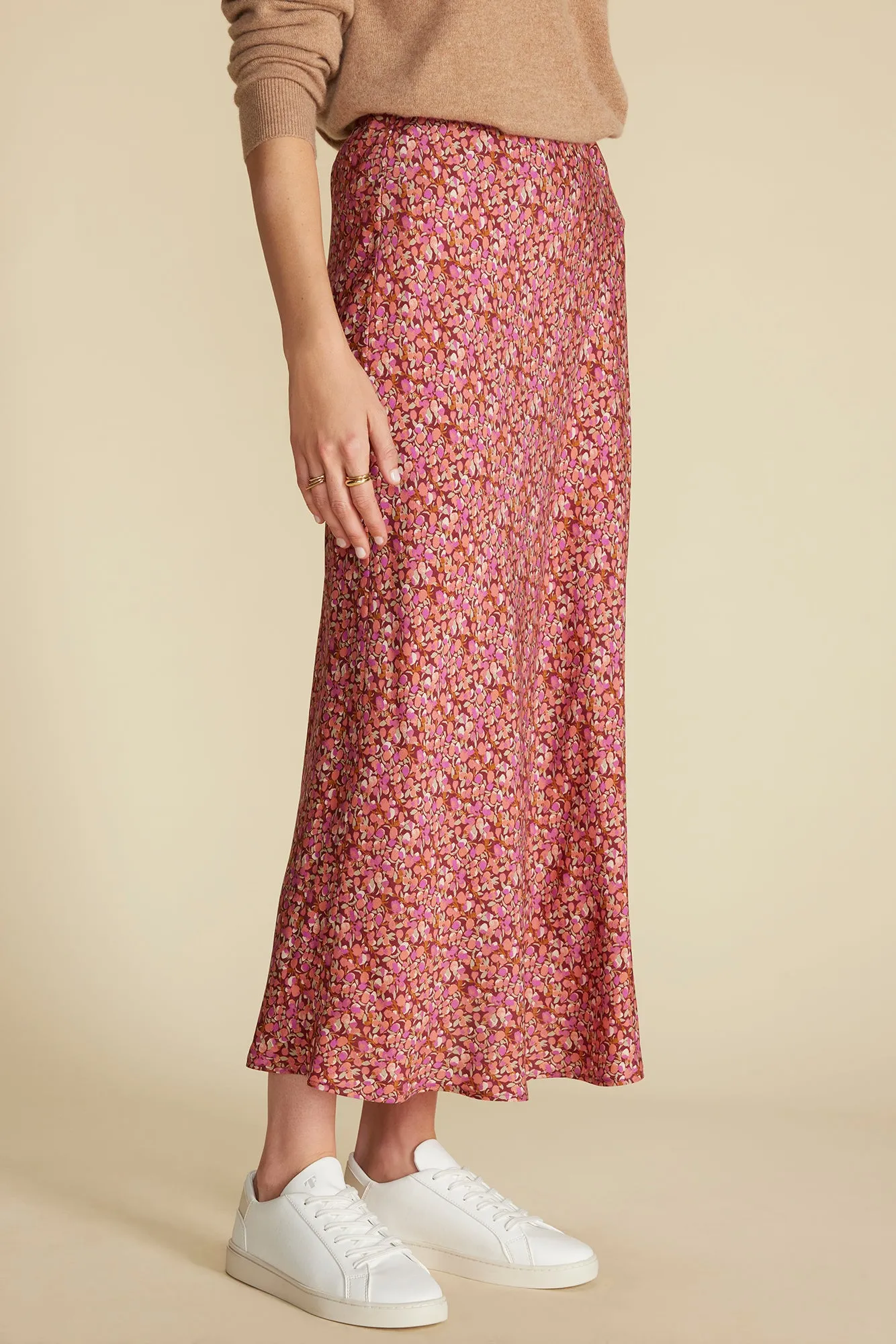 Eve Cupro Slip Skirt - Rennes Pink Floral Print sold by Amour Vert product image thumbnail 3