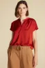 Renata Stretch Silk Blouse - Rust sold by Amour Vert