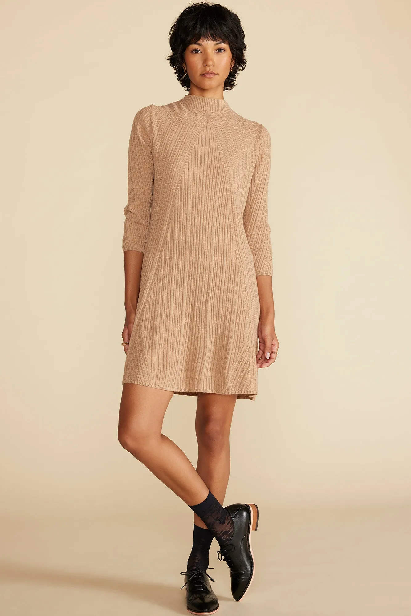 Sidony Mini Sweater Dress - Camel sold by Amour Vert