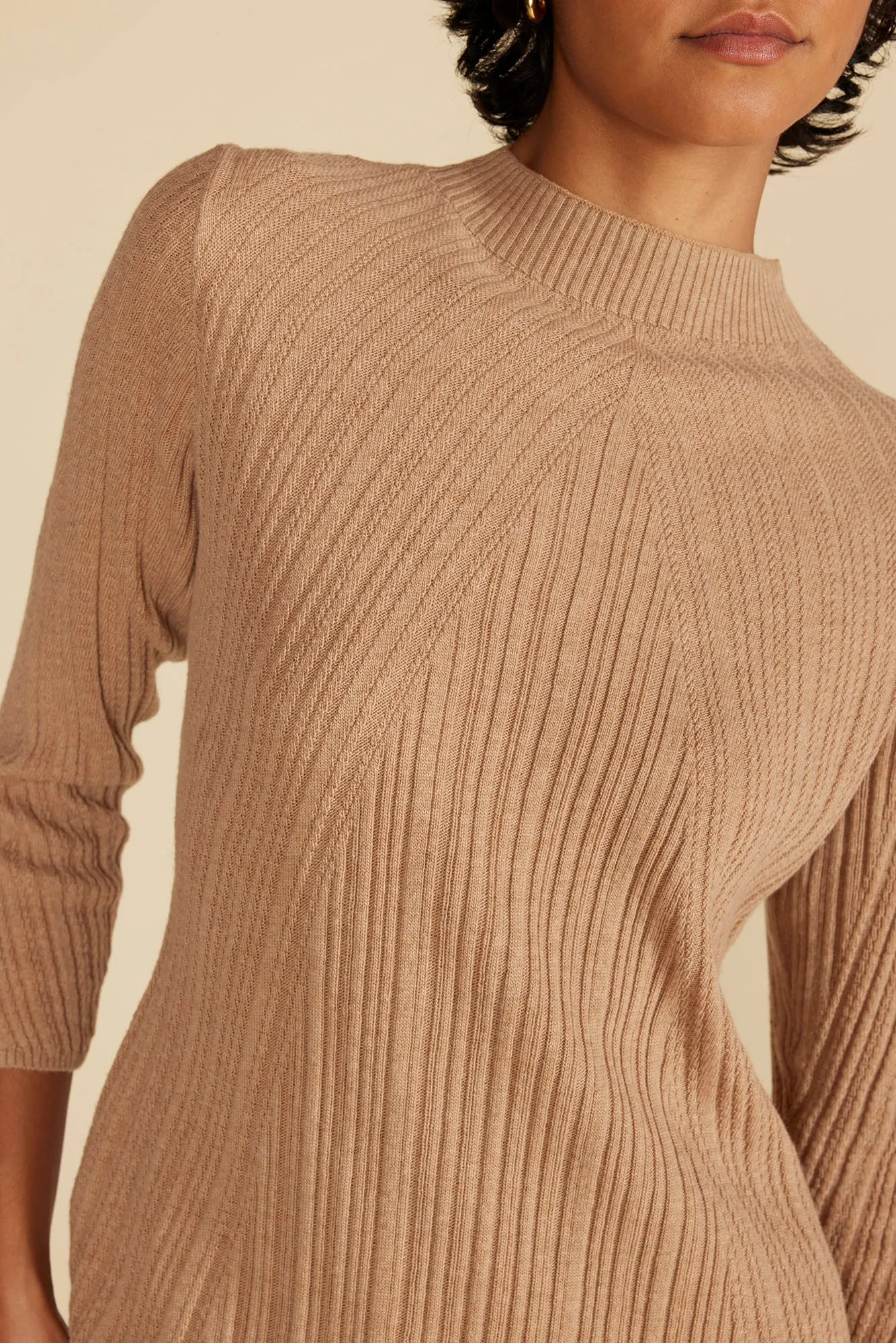 Sidony Mini Sweater Dress - Camel sold by Amour Vert product image thumbnail 2