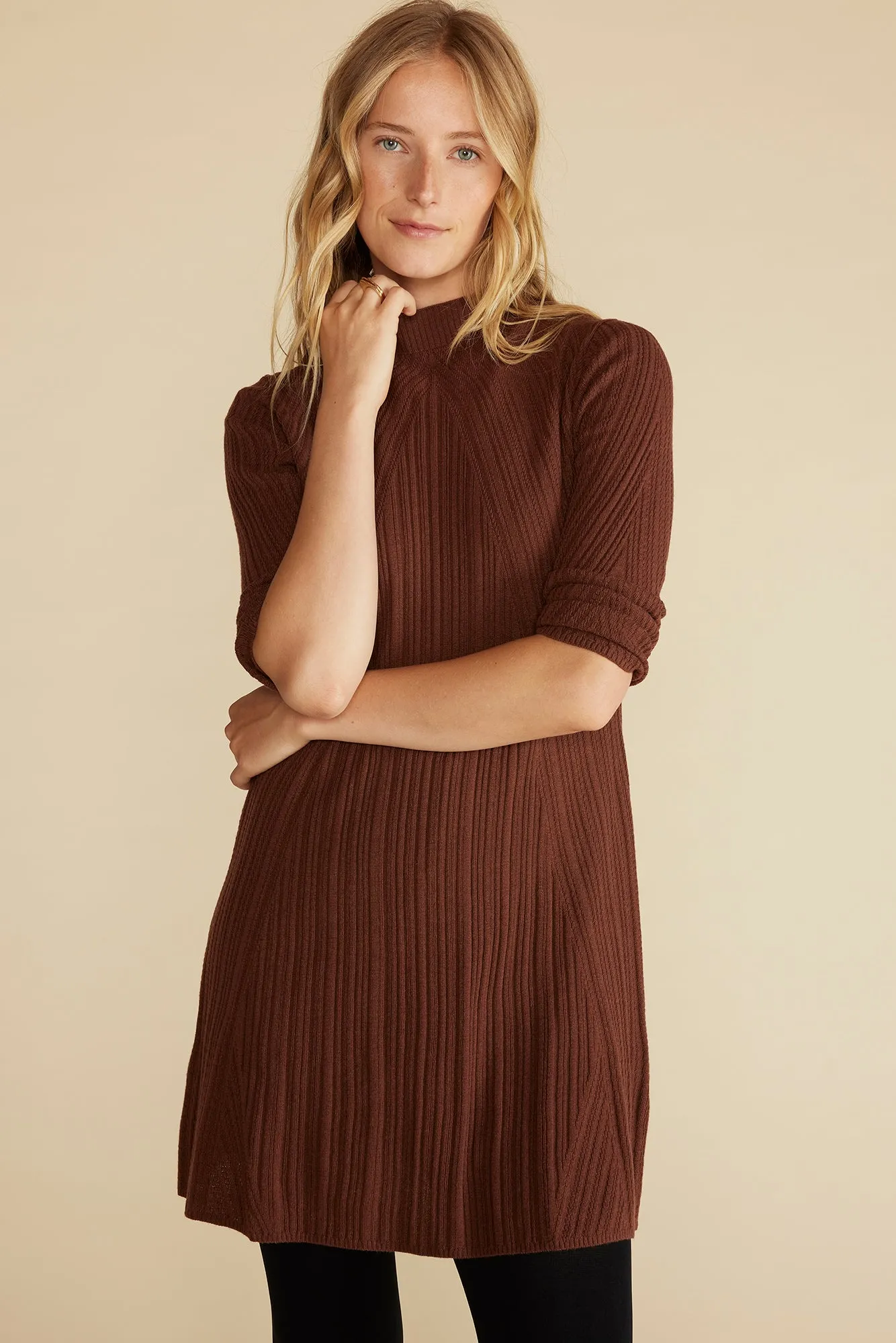Sidony Mini Sweater Dress - Espresso Brown sold by Amour Vert product image thumbnail 5