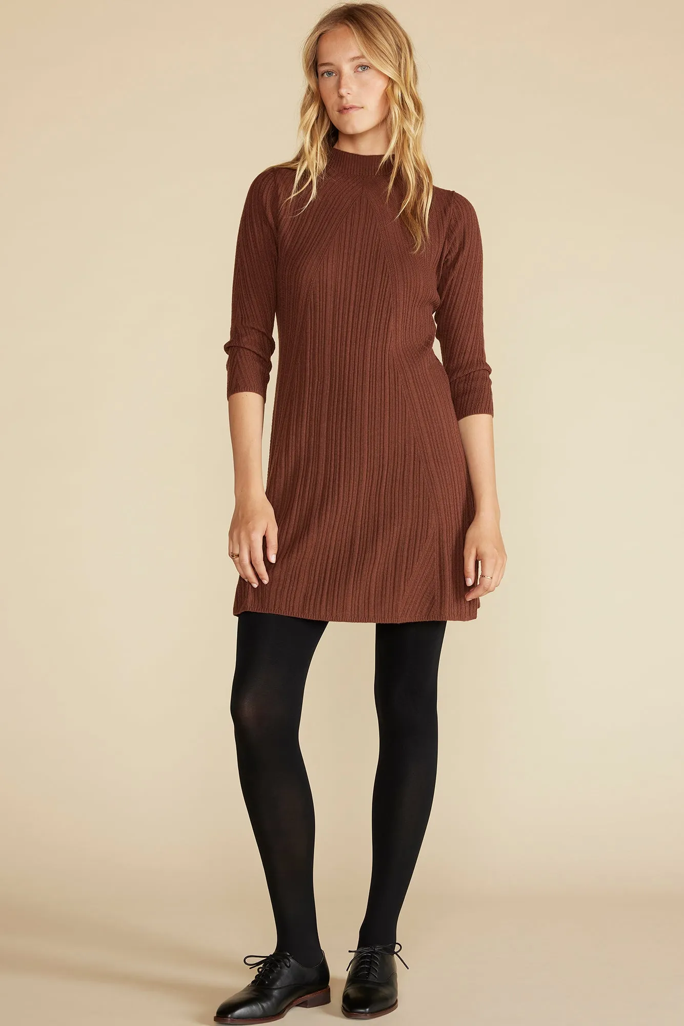 Sidony Mini Sweater Dress - Espresso Brown sold by Amour Vert