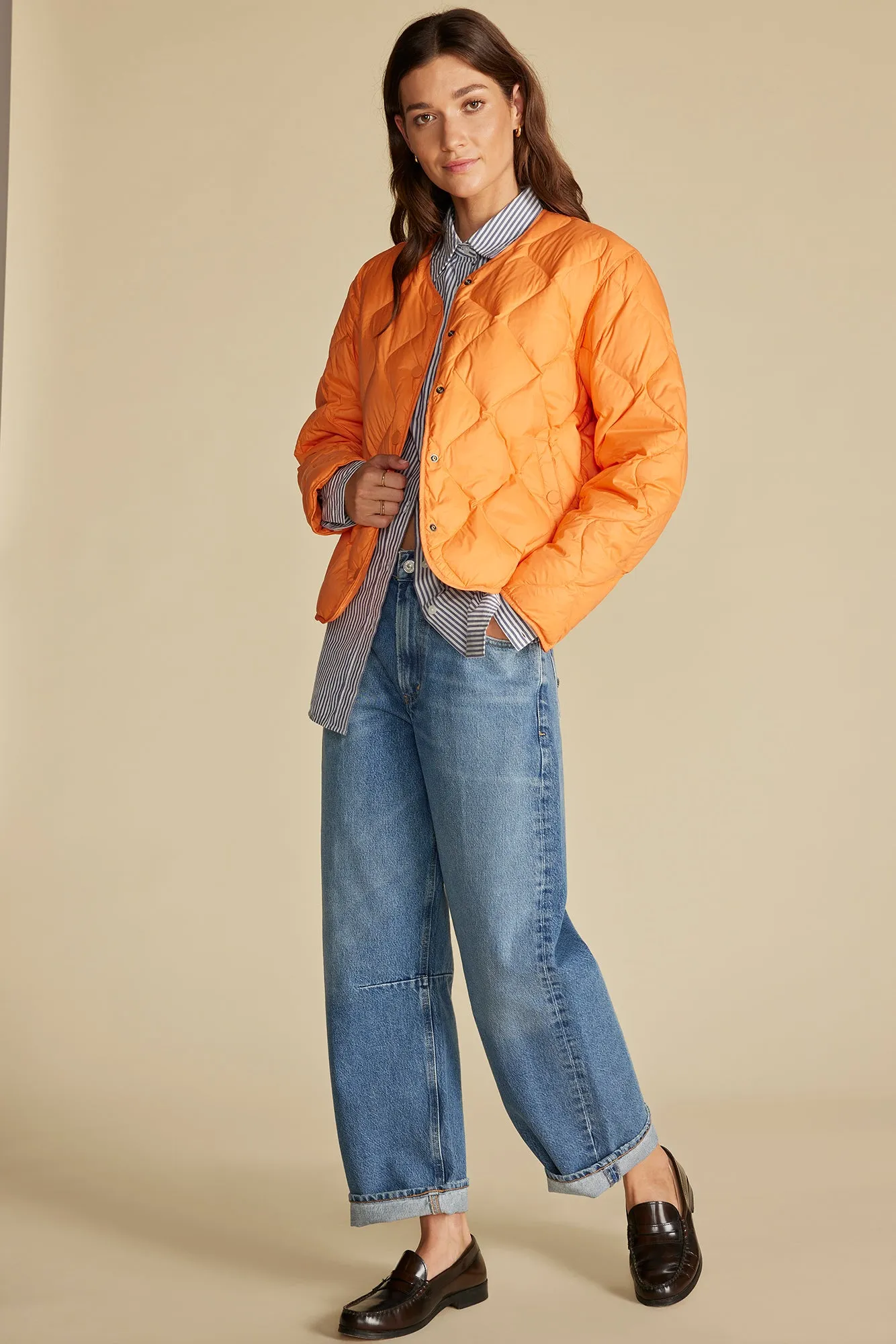 Solene Quilted Puffer Jacket - Apricot Orange sold by Amour Vert product image thumbnail 5