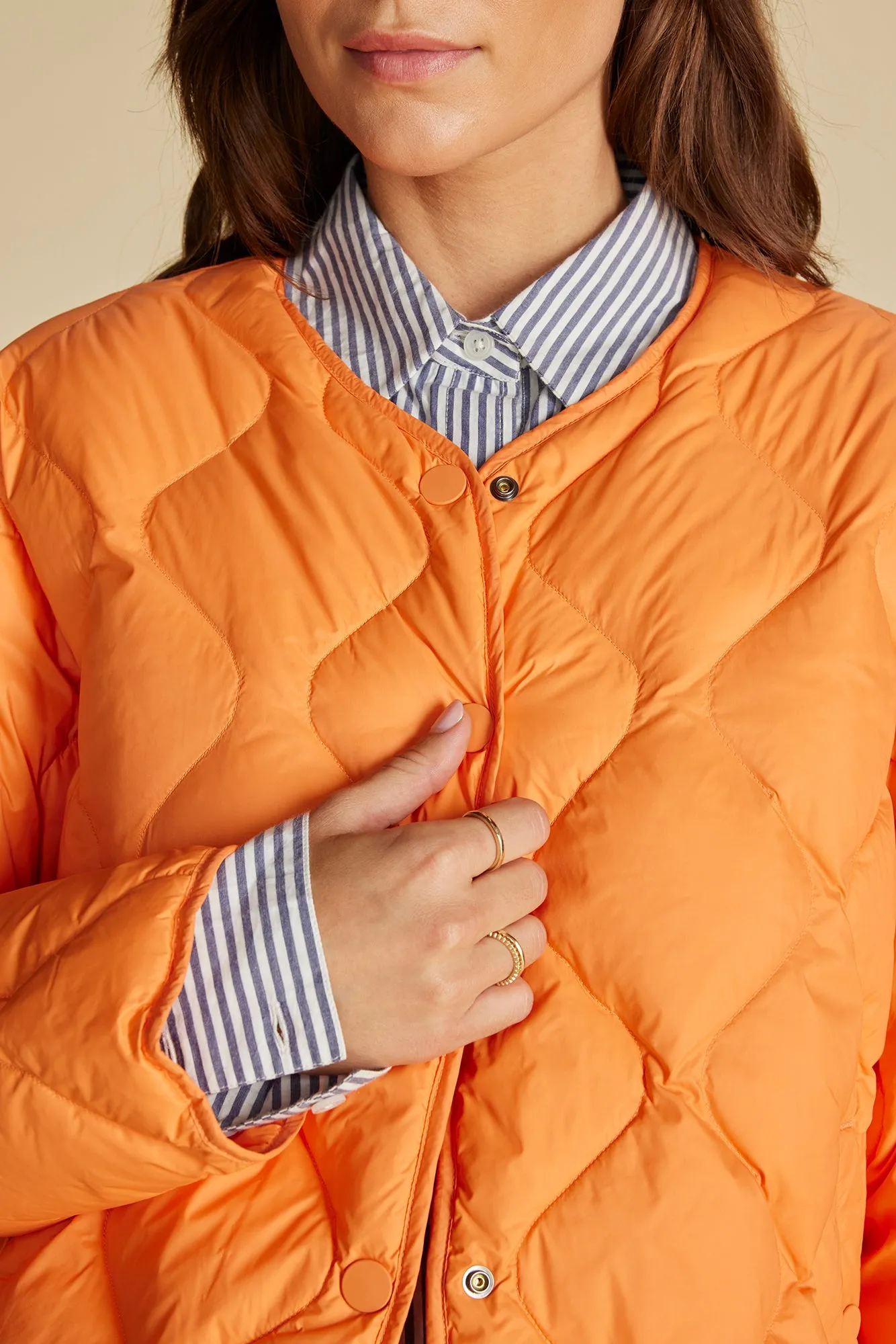 Solene Quilted Puffer Jacket - Apricot Orange sold by Amour Vert product image thumbnail 2