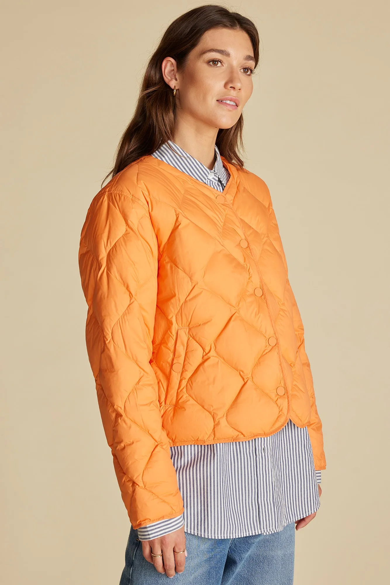 Solene Quilted Puffer Jacket - Apricot Orange sold by Amour Vert product image thumbnail 3